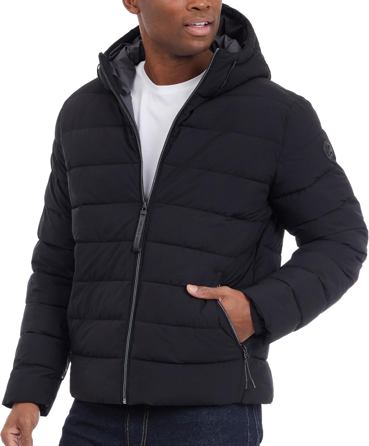 image:imageMichael Kors Mens Hooded Puffer Jacket Rain and Cold Weather CoatBlack