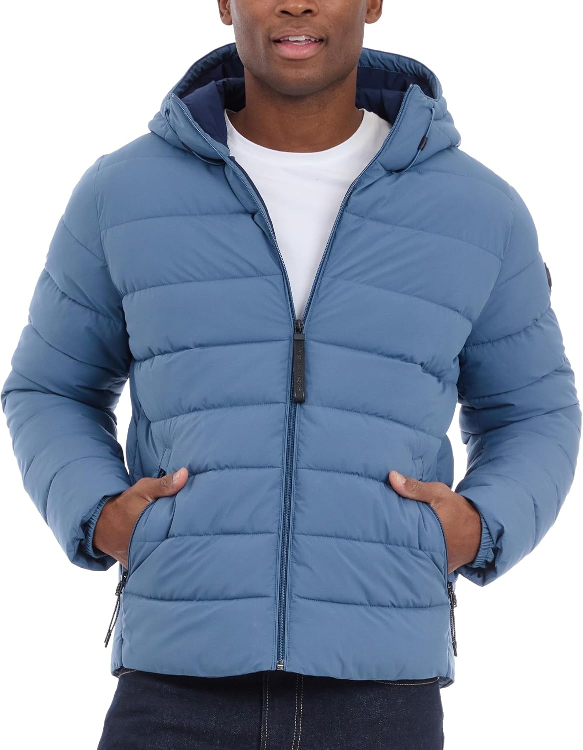 image:imageMichael Kors Mens Hooded Puffer Jacket Rain and Cold Weather CoatDark Chambray Blue
