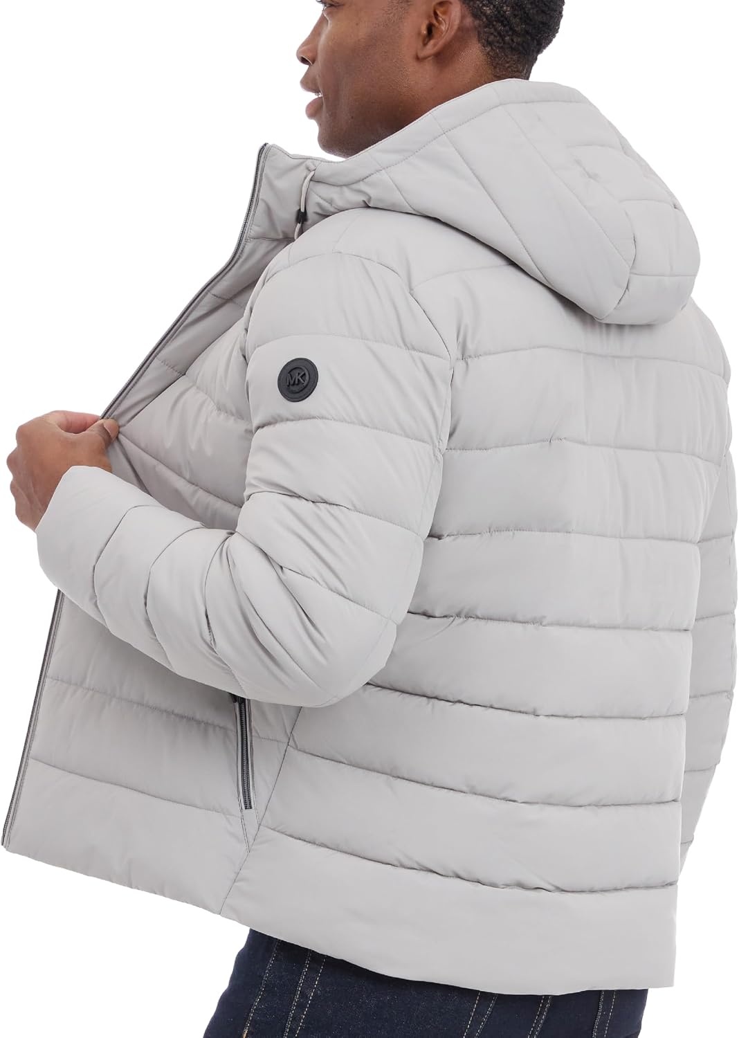 image:imageMichael Kors Mens Hooded Puffer Jacket Rain and Cold Weather CoatNickel