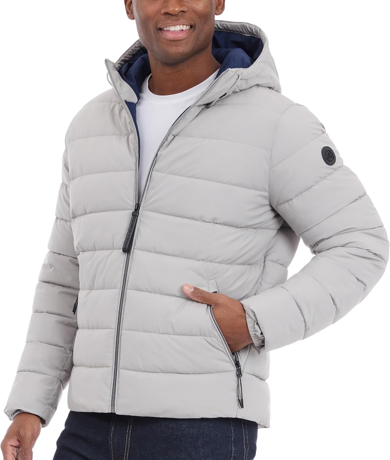 image:imageMichael Kors Mens Hooded Puffer Jacket Rain and Cold Weather CoatNickel