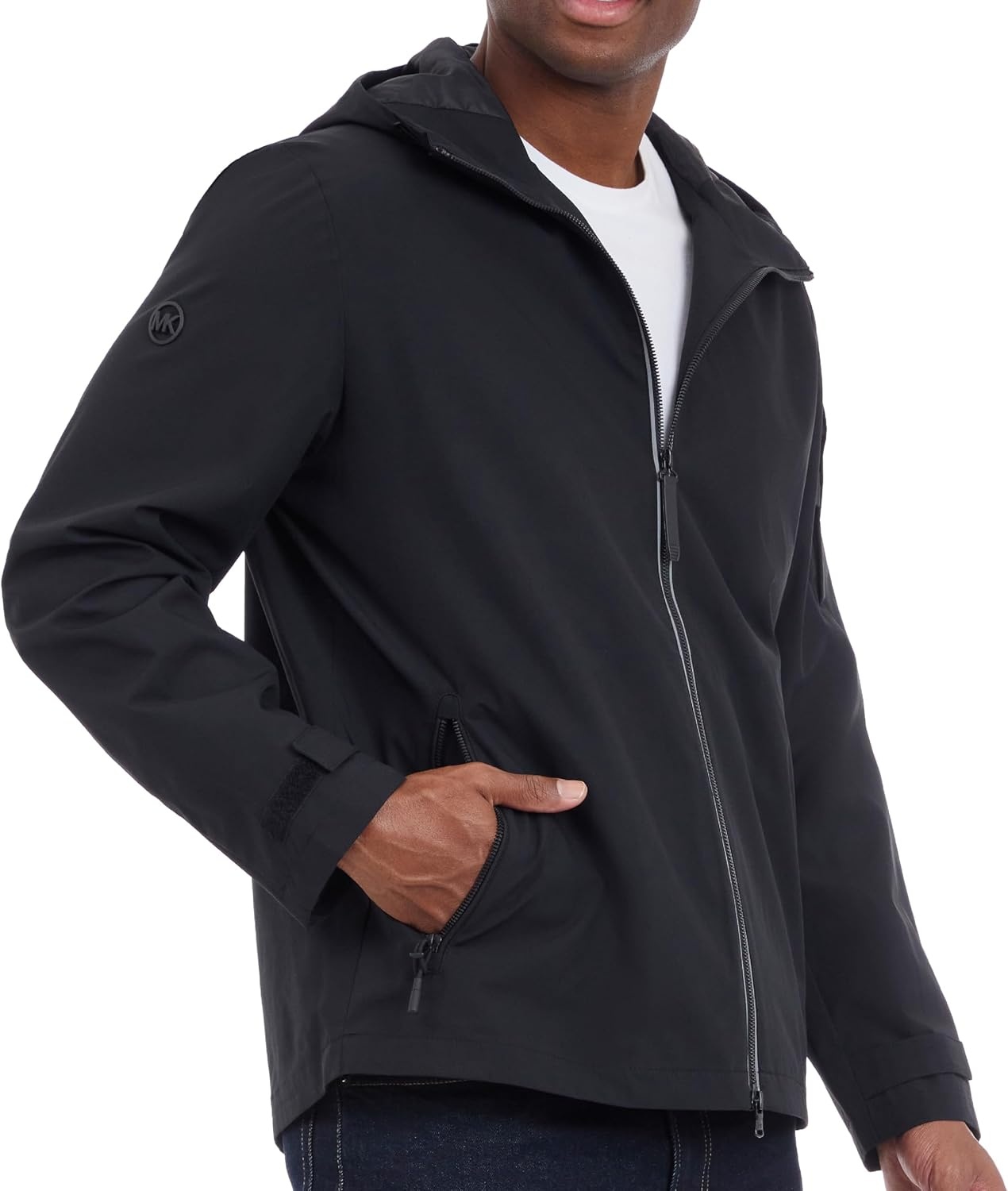 image:imageMichael Kors Mens Hooded Windbreaker Rain and Wind ResistantBlack