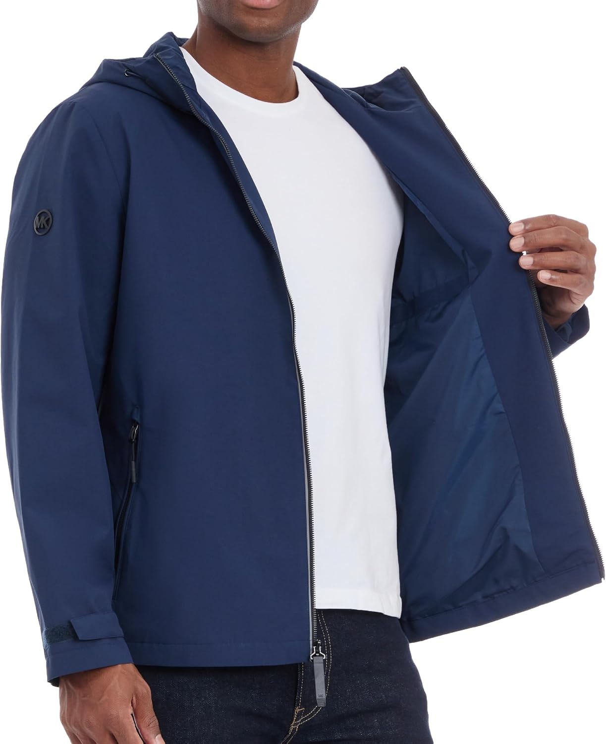 image:imageMichael Kors Mens Hooded Windbreaker Rain and Wind ResistantMidnight Blue
