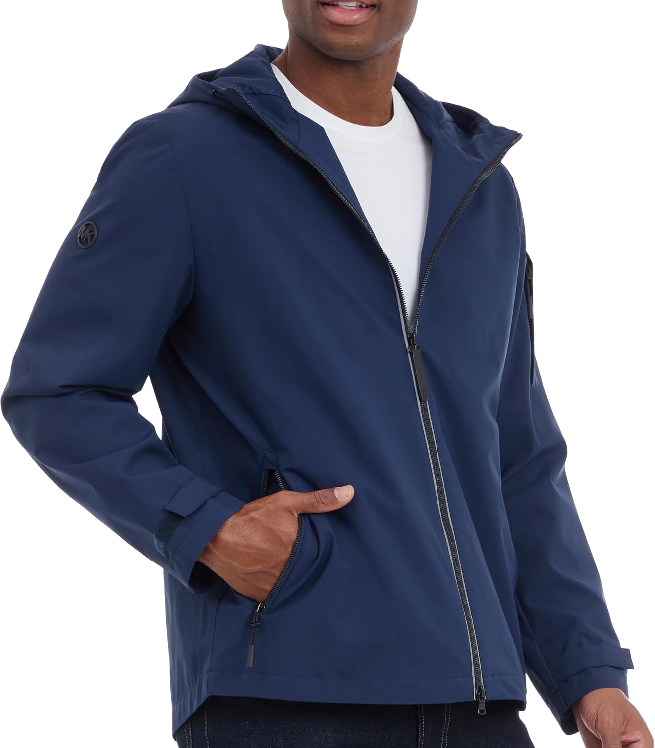 image:imageMichael Kors Mens Hooded Windbreaker Rain and Wind ResistantMidnight Blue