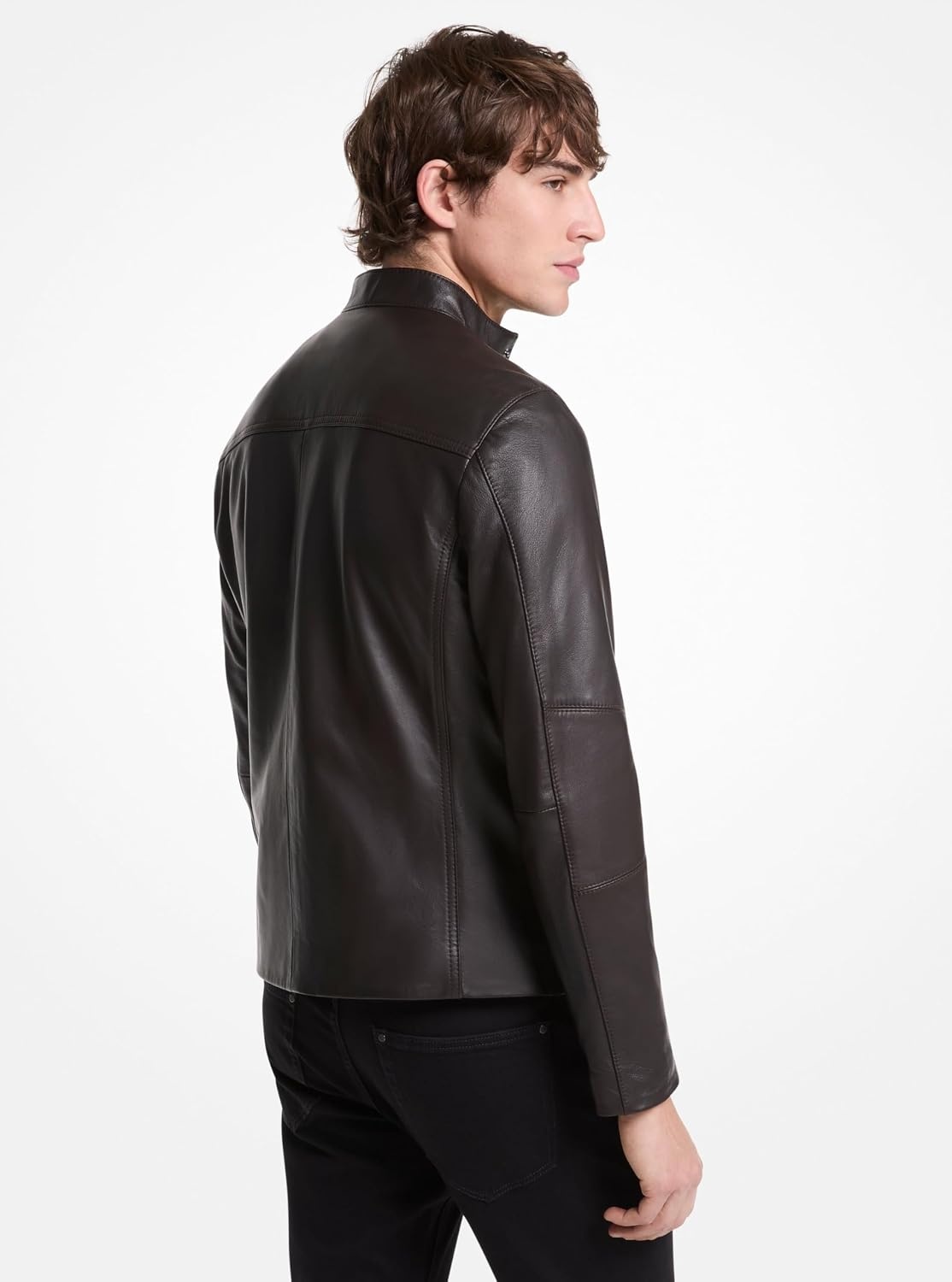 image:imageMichael Kors Mens Leather Racer JacketChocolate
