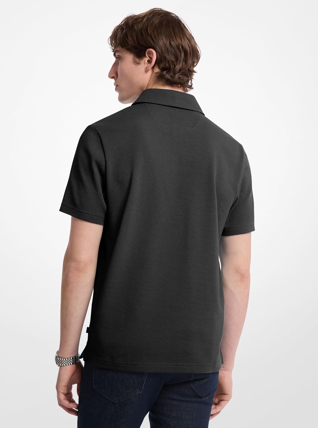 image:imageMichael Kors Mens Light Weight Bubble Knit PoloBlack