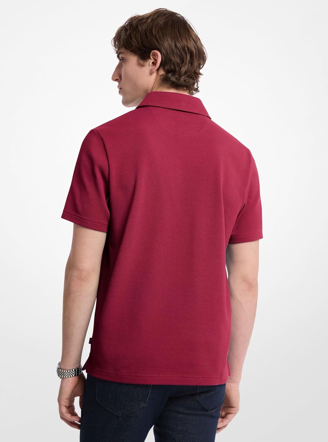 image:imageMichael Kors Mens Light Weight Bubble Knit PoloDeep Mulberry