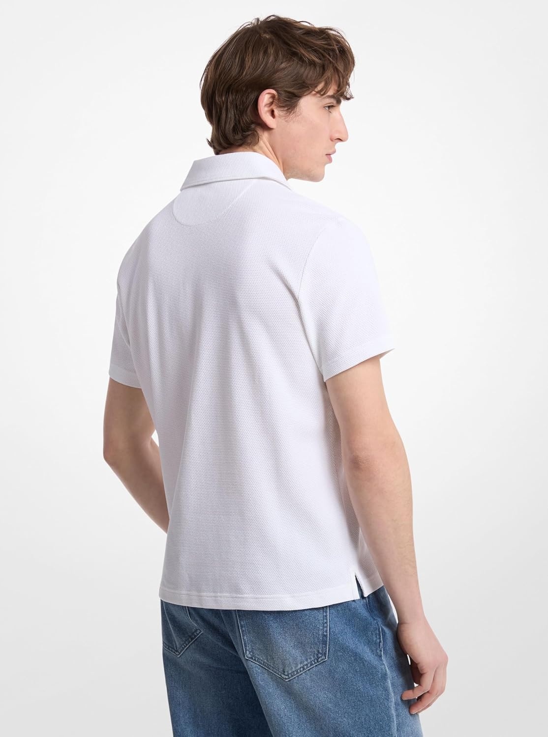 image:imageMichael Kors Mens Light Weight Bubble Knit PoloWhite