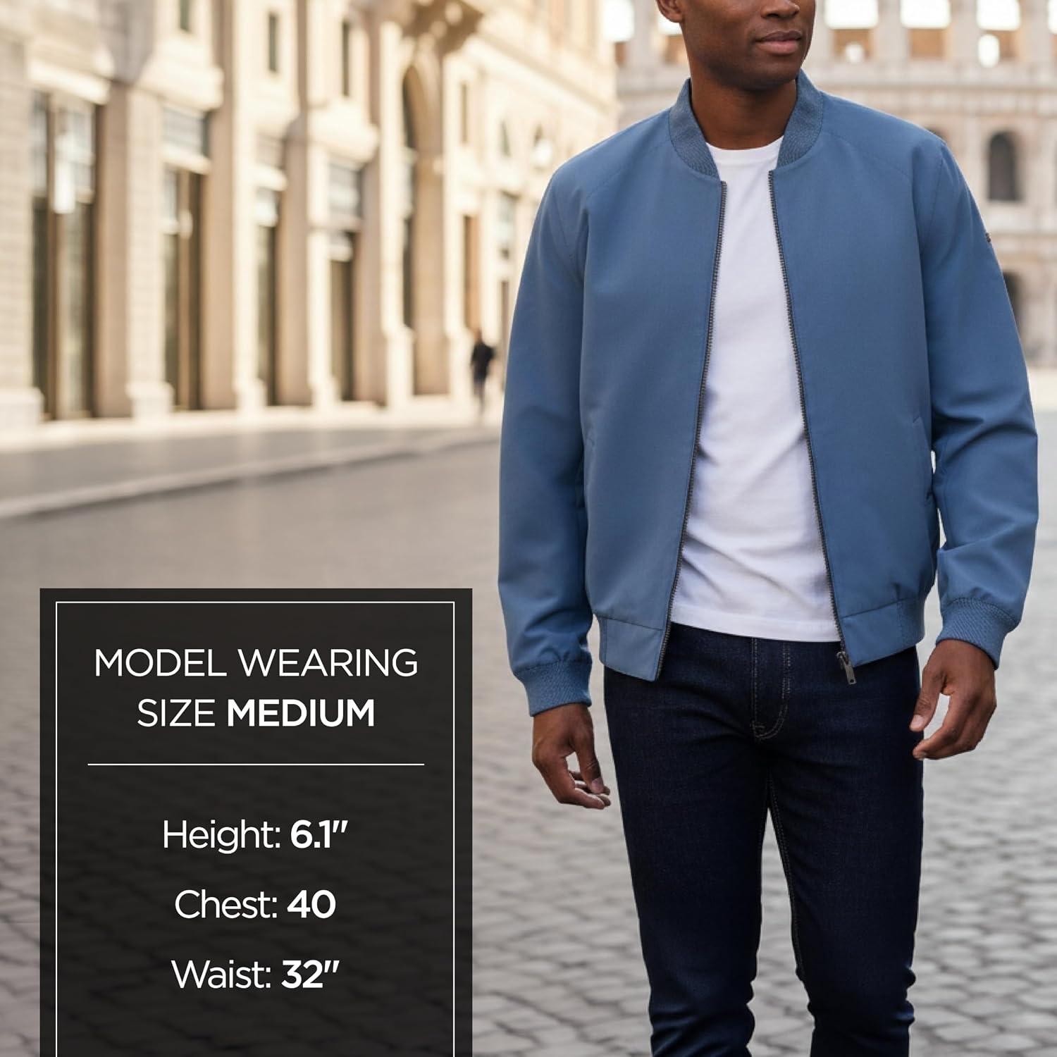 image:imageMichael Kors Mens Lightweight Bomber Jacket Wind and Water ResistantDark Chambray Blue