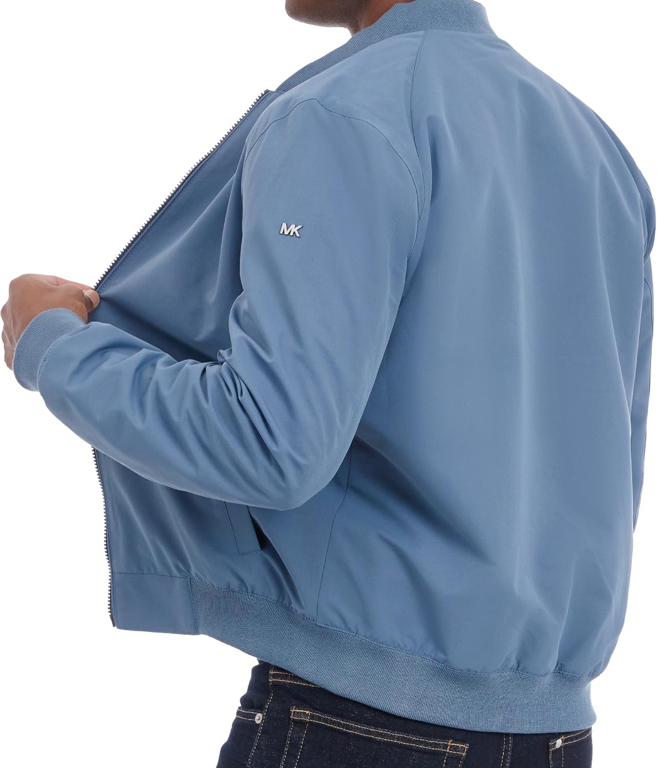 image:imageMichael Kors Mens Lightweight Bomber Jacket Wind and Water ResistantDark Chambray Blue