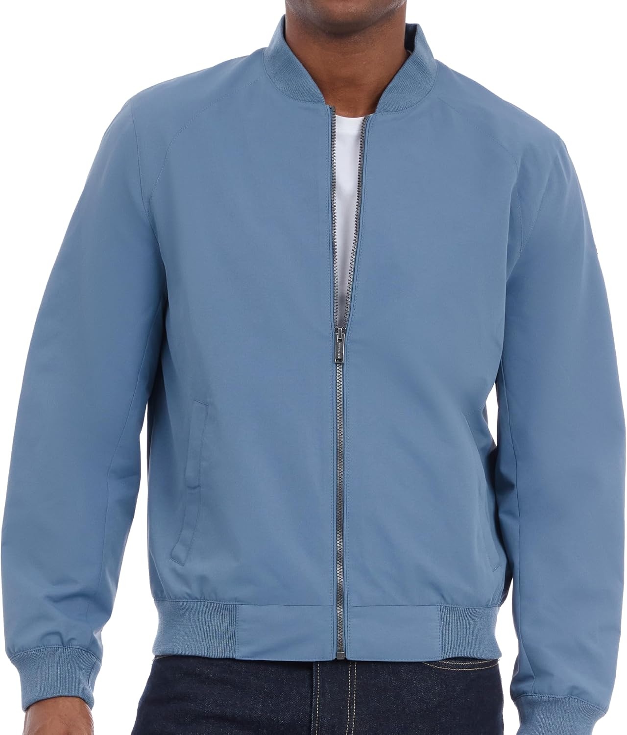 image:imageMichael Kors Mens Lightweight Bomber Jacket Wind and Water ResistantDark Chambray Blue