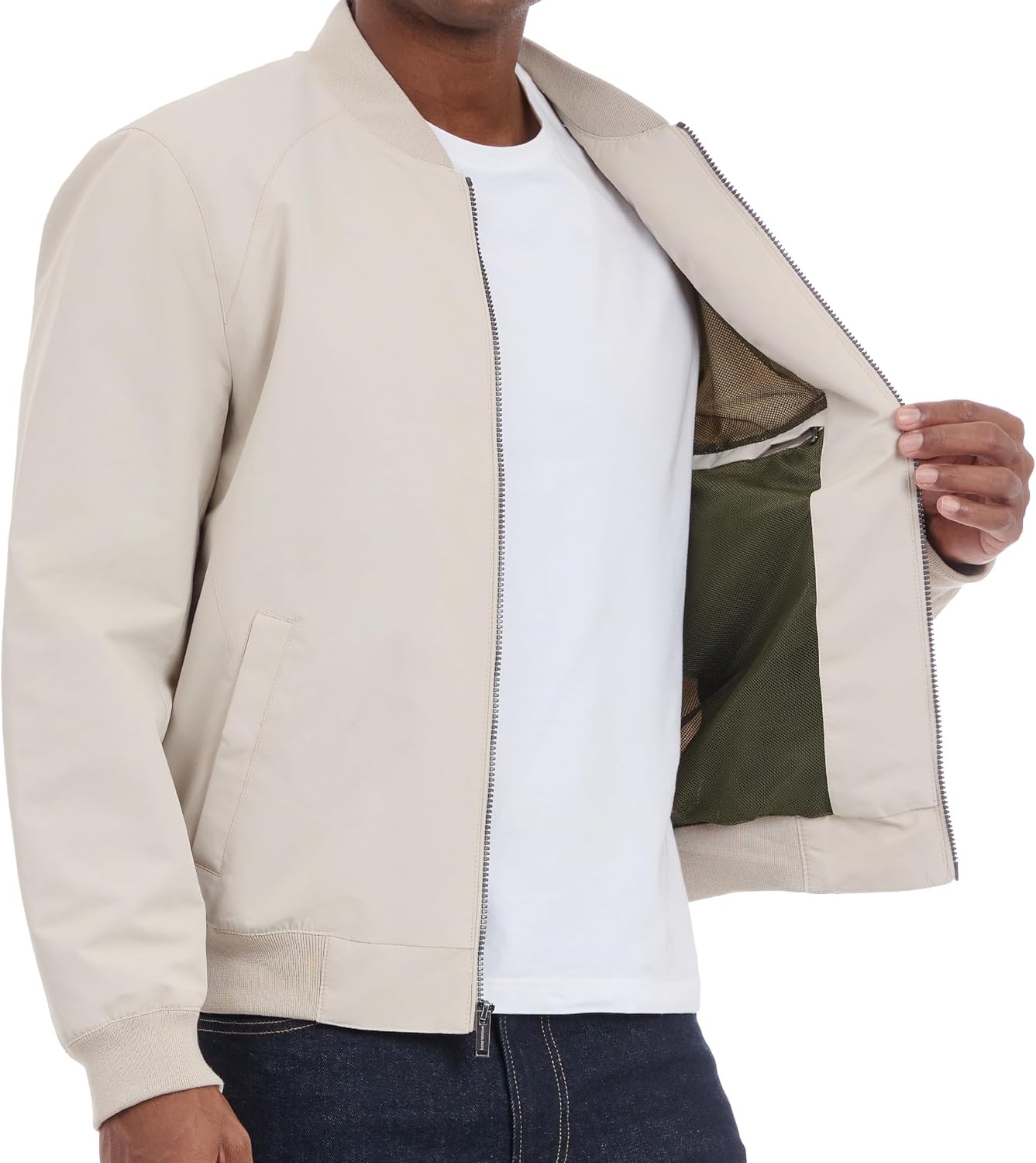 image:imageMichael Kors Mens Lightweight Bomber Jacket Wind and Water ResistantDune