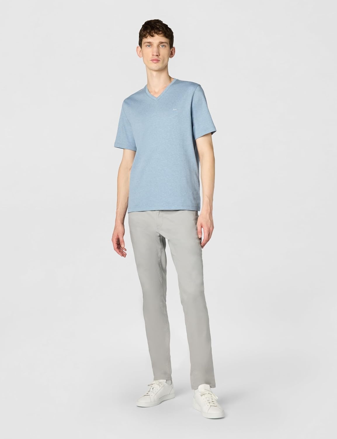 image:imageMichael Kors Mens Liquid Jersey Mk VNeck TShirtChambray Heather