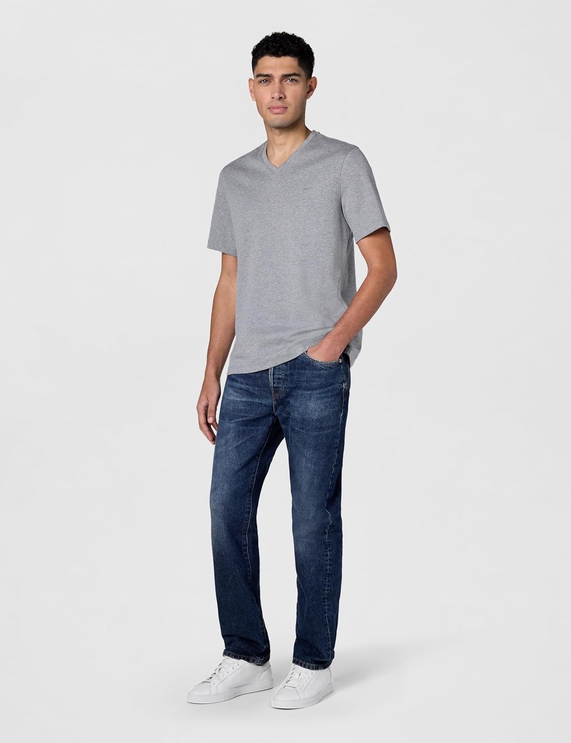 image:imageMichael Kors Mens Liquid Jersey Mk VNeck TShirtConcrete Heather