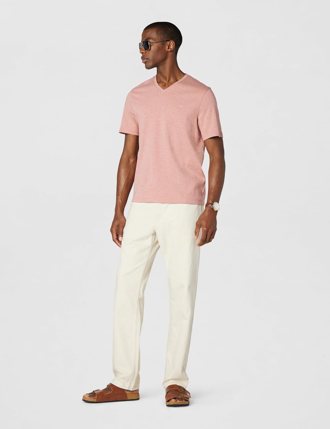 image:imageMichael Kors Mens Liquid Jersey Mk VNeck TShirtDusty Rose Heather