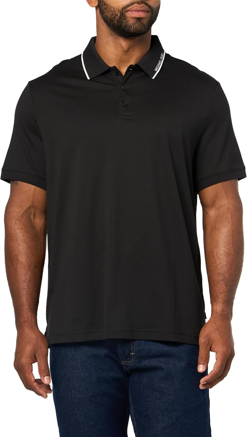 image:imageMichael Kors Mens Logo Rib Short Sleeve PoloBlack