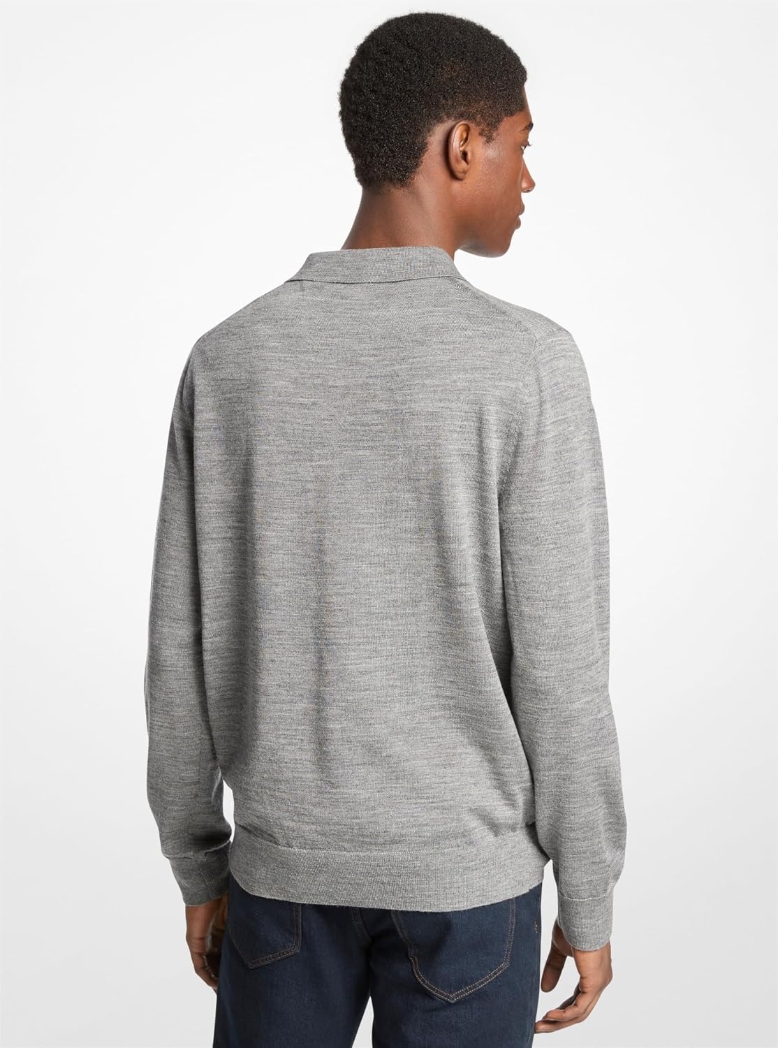 image:imageMichael Kors Mens Long Sleeve Merino PoloAsh Melange
