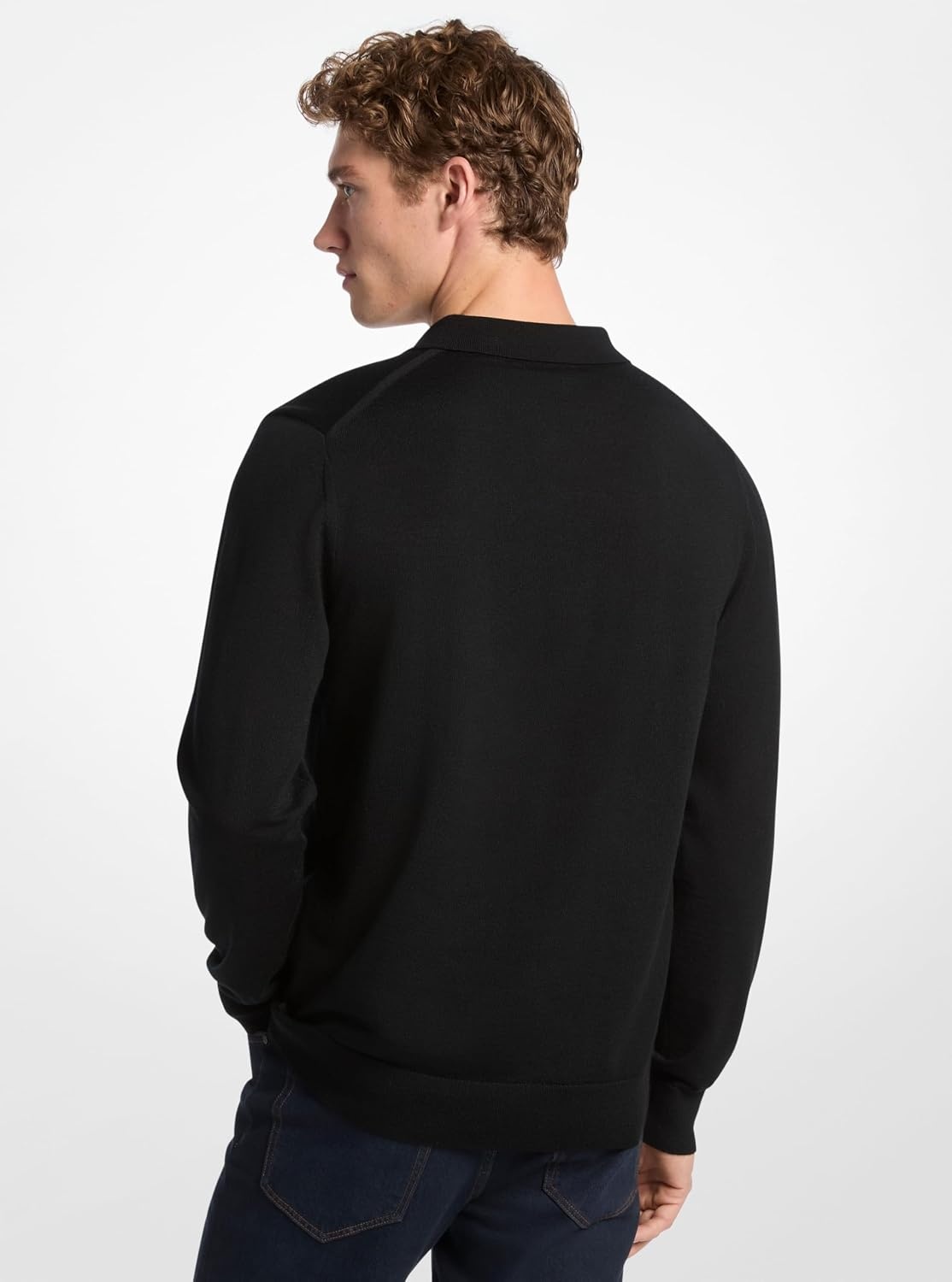 image:imageMichael Kors Mens Long Sleeve Merino PoloBlack