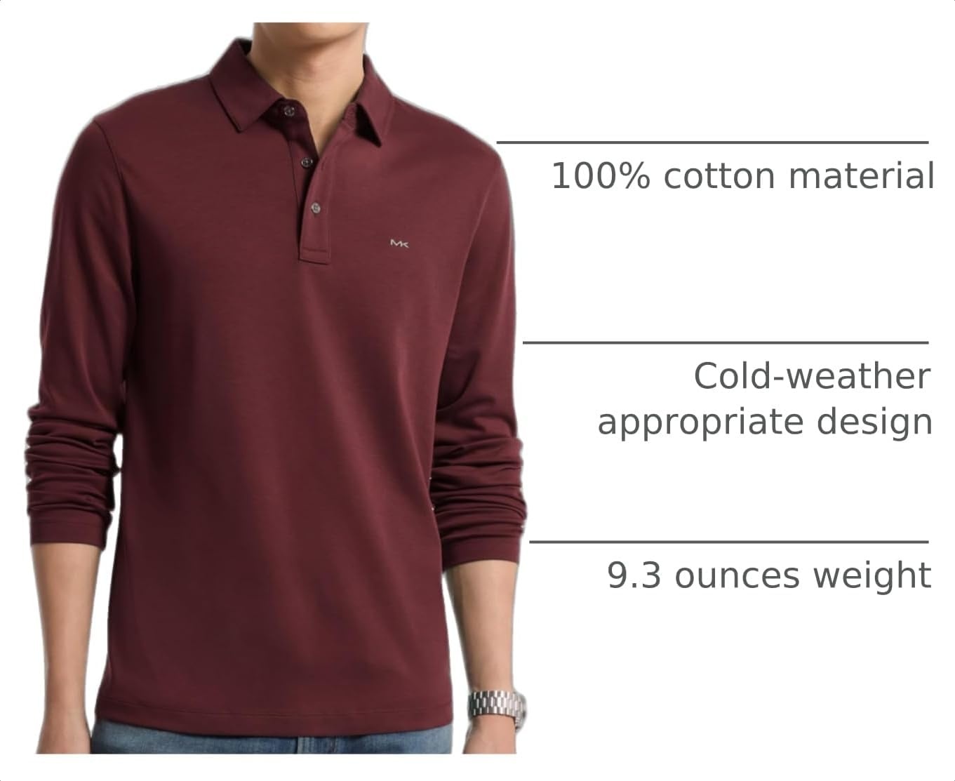 image:imageMichael Kors Mens Long Sleeve Sleek MK PoloOxblood