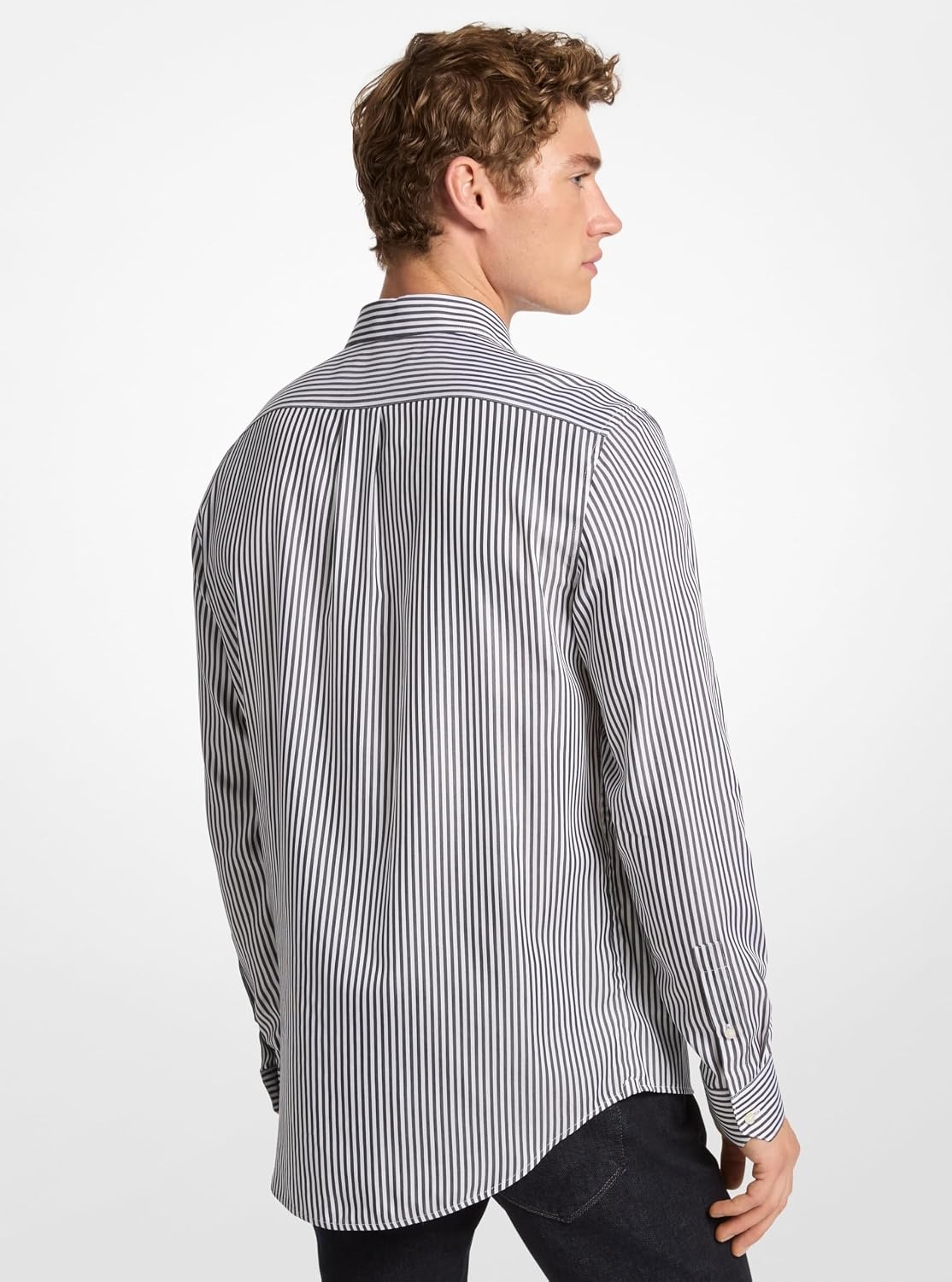 image:imageMichael Kors Mens Long Sleeve Stripe Classic Fit ShirtBlack