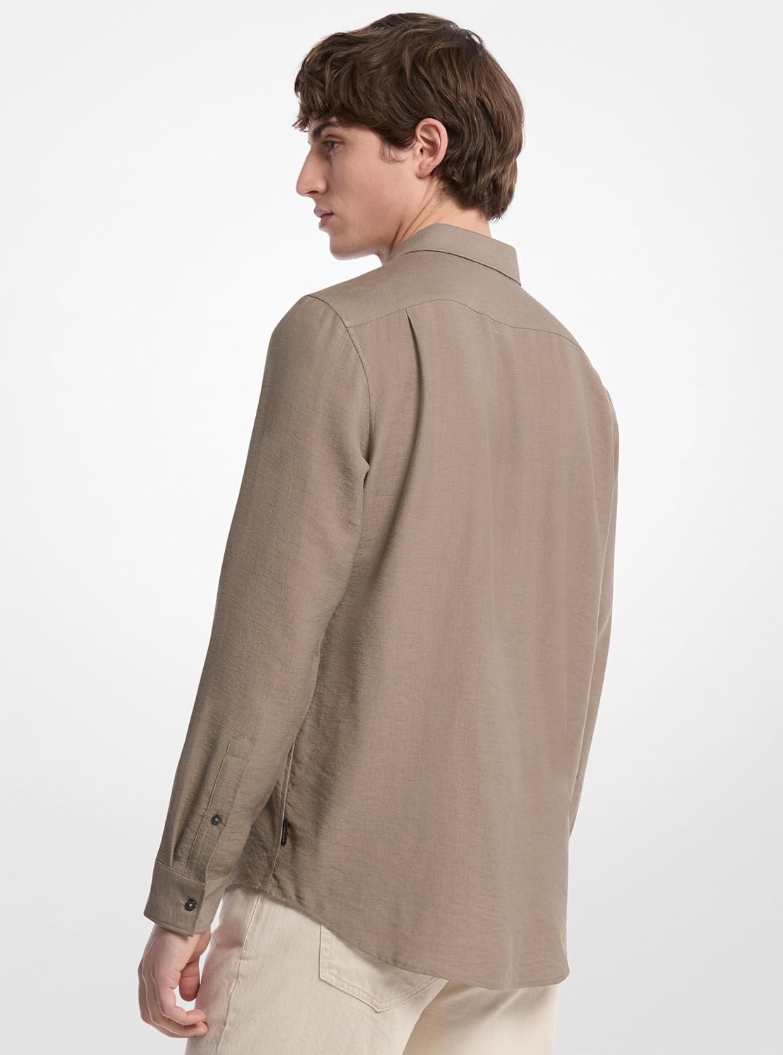 image:imageMichael Kors Mens Long Sleeve Two Pocket Crepe ShirtChestnut