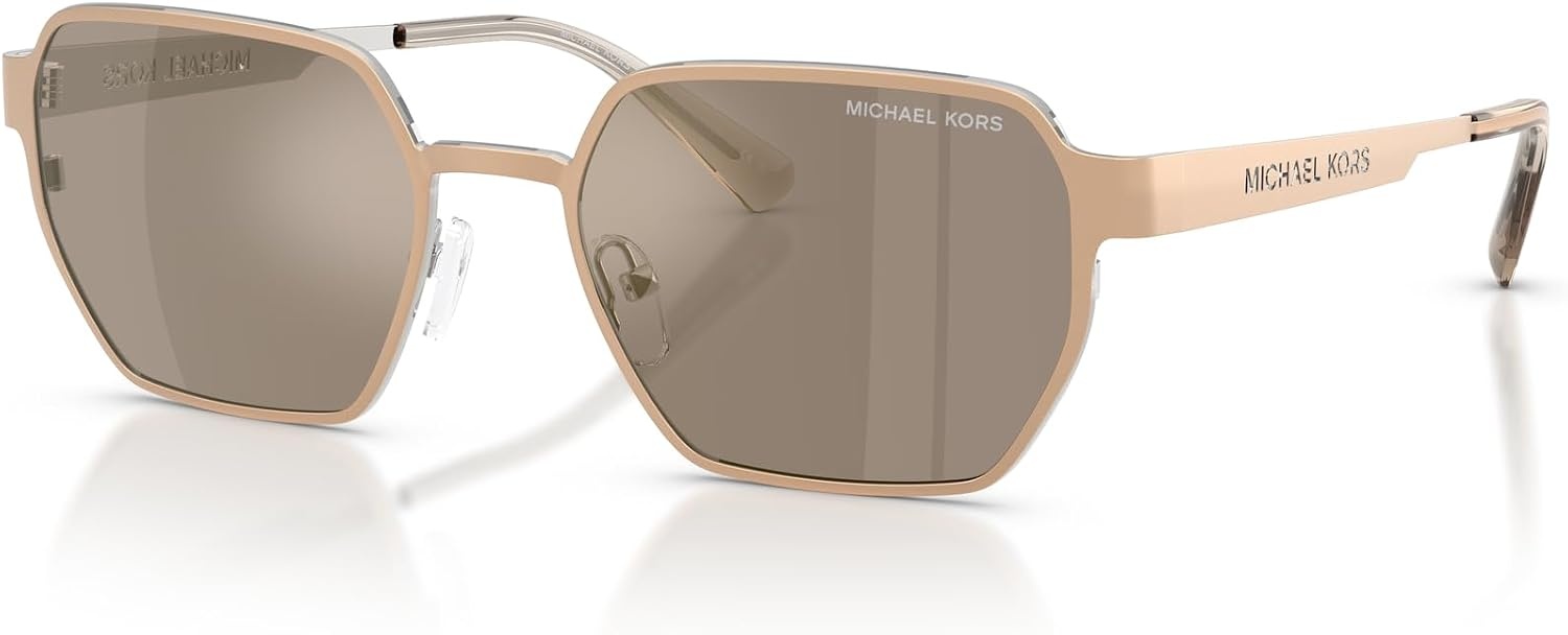 image:imageMichael Kors Mens MK1183 Madagascar Hexagonal Sunglasses Gold MatteBrown Monochromatic Silver Mirrored 55 mm