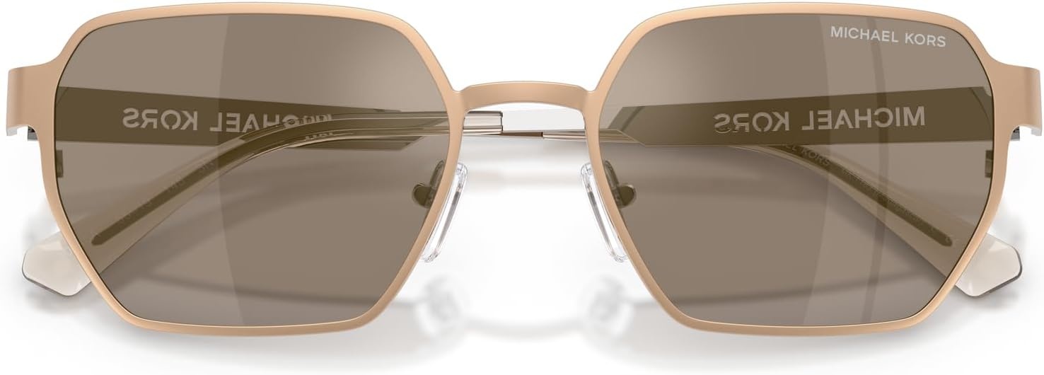 image:imageMichael Kors Mens MK1183 Madagascar Hexagonal Sunglasses Gold MatteBrown Monochromatic Silver Mirrored 55 mm
