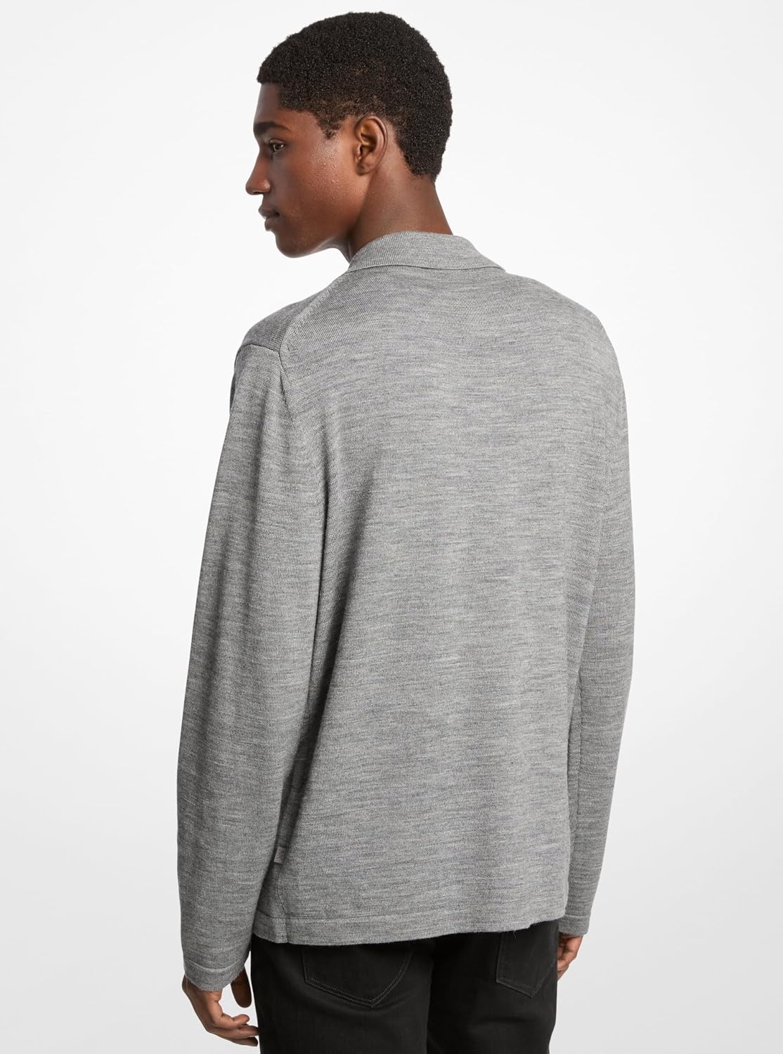 image:imageMichael Kors Mens Merino Button Front Cardigan SweaterAsh Melange