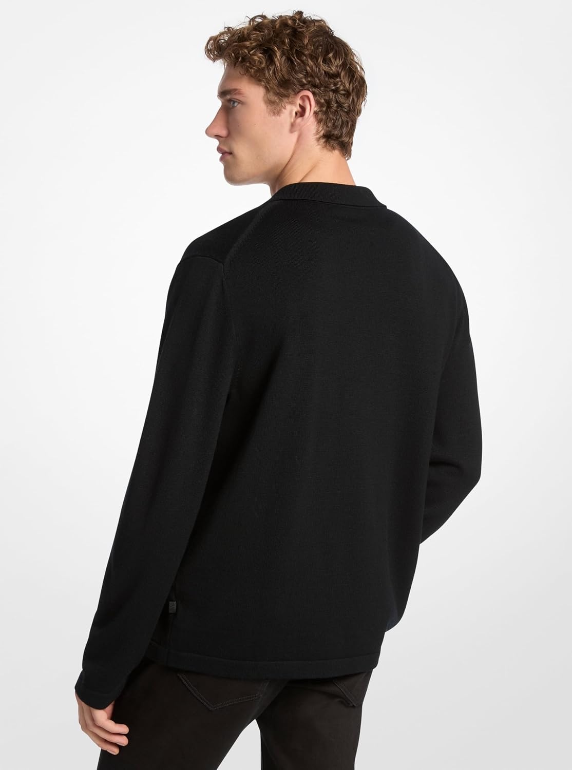 image:imageMichael Kors Mens Merino Button Front Cardigan SweaterBlack