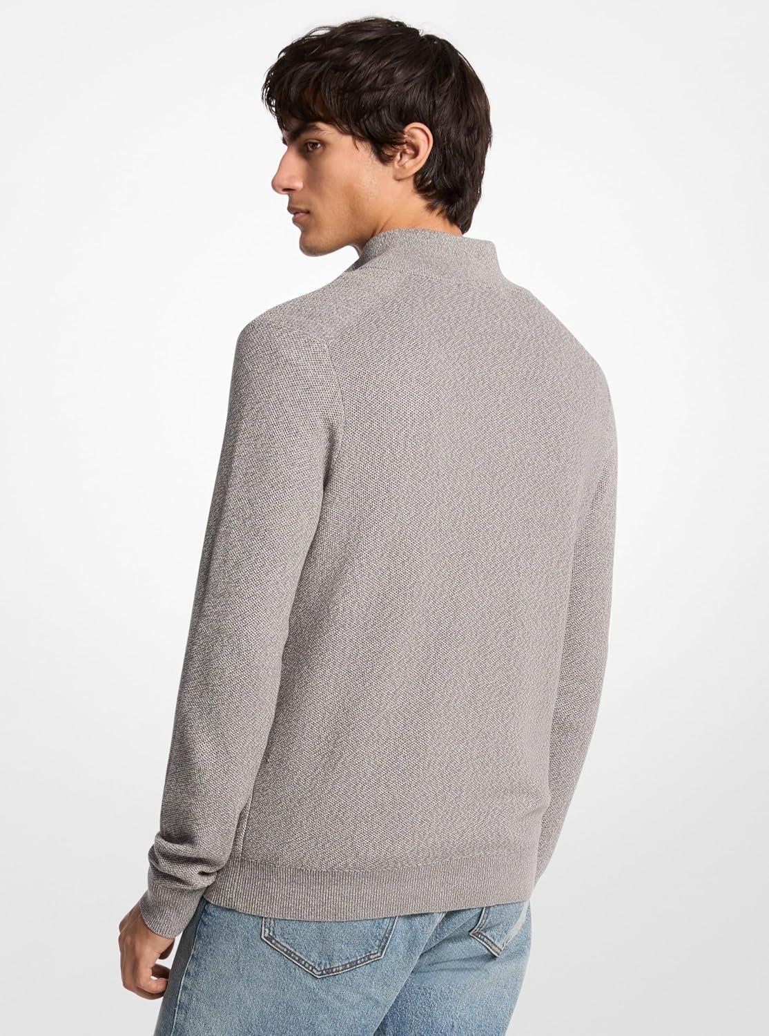 image:imageMichael Kors Mens Mouline Quarter Zip SweaterGunmetal