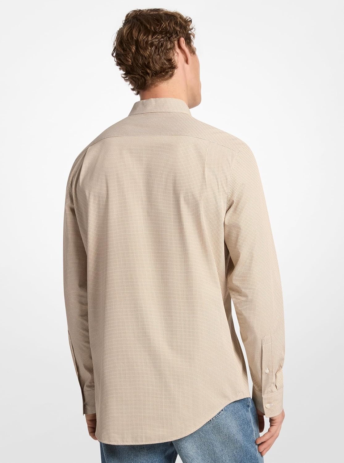 image:imageMichael Kors Mens Printed Long Sleeve Woven Shirt Classic FitGeo PrintKhaki