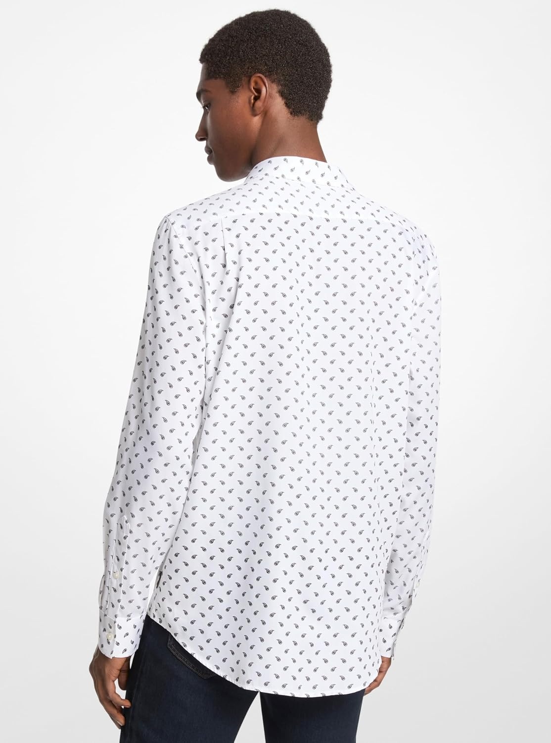 image:imageMichael Kors Mens Printed Long Sleeve Woven Shirt Classic FitPaisley PrintWhite