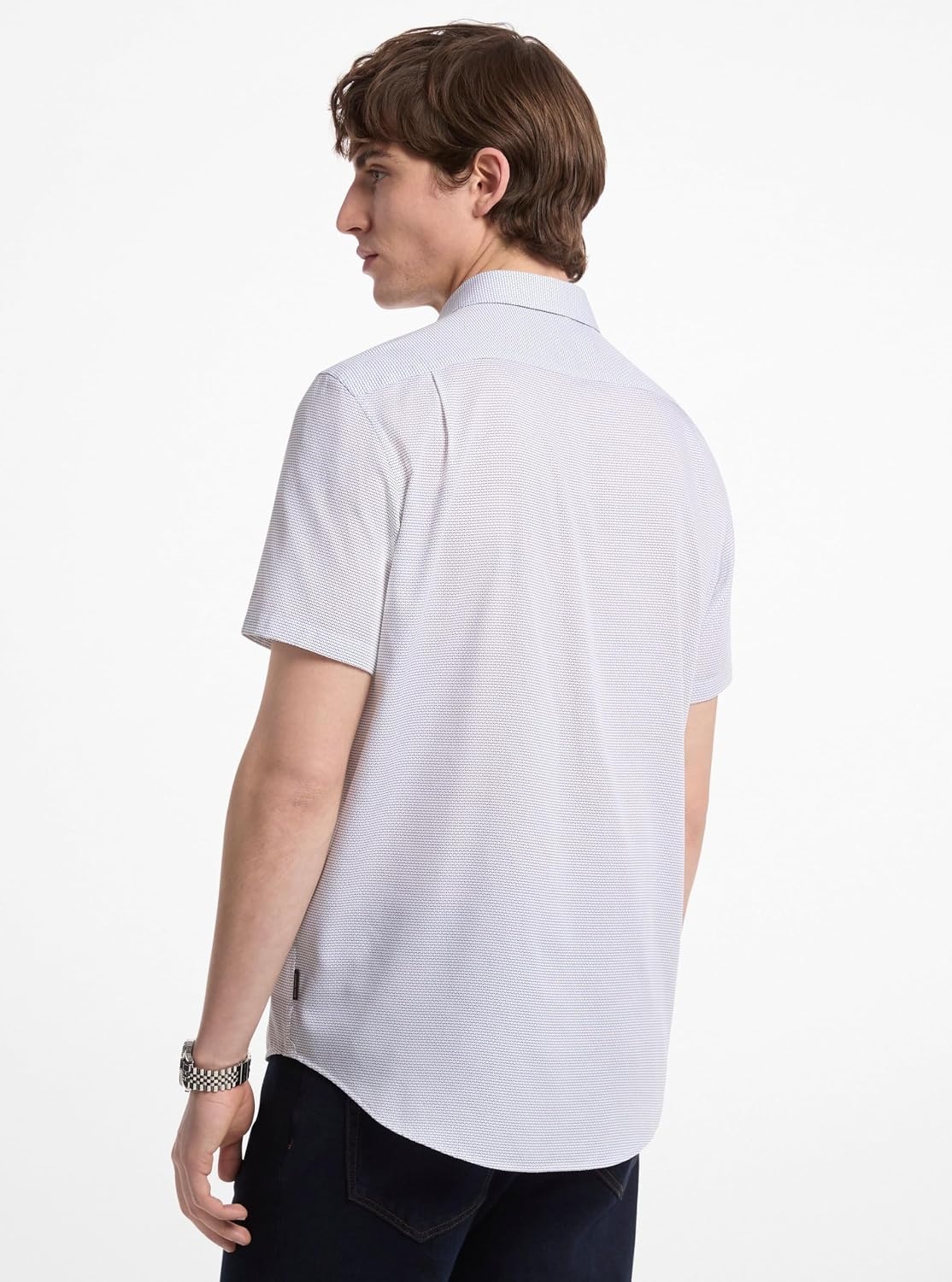 image:imageMichael Kors Mens Printed Short Sleeve Woven ShirtMini Bowtie PrintWhiteClassic Fit