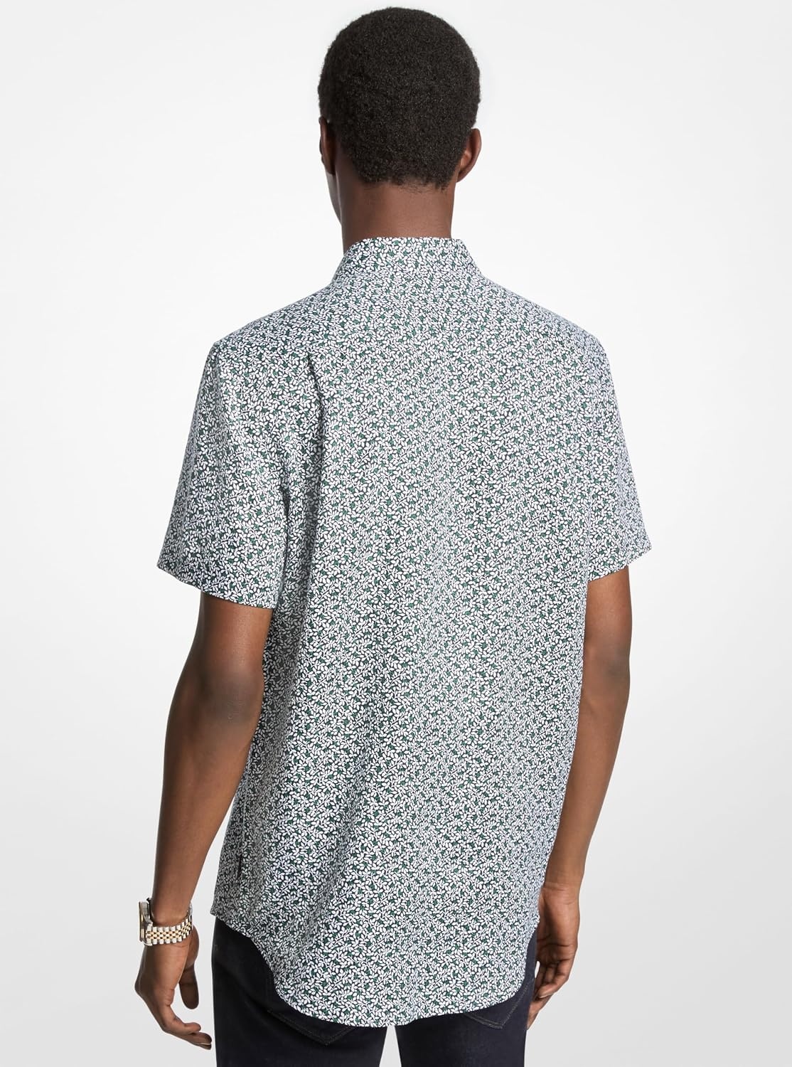 image:imageMichael Kors Mens Printed Short Sleeve Woven ShirtVine PrintMidnightClassic Fit