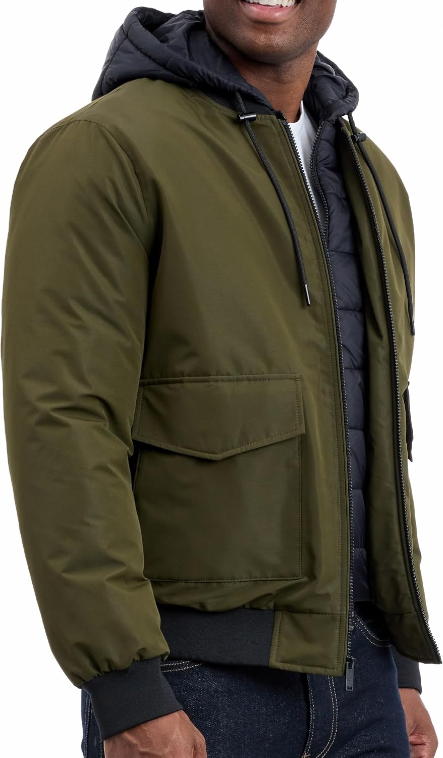 image:imageMichael Kors Mens Puffer Bomber Jacket for Men With Insulating Veststyle Bib Extra Warm Bomber for Cold WeatherOlive