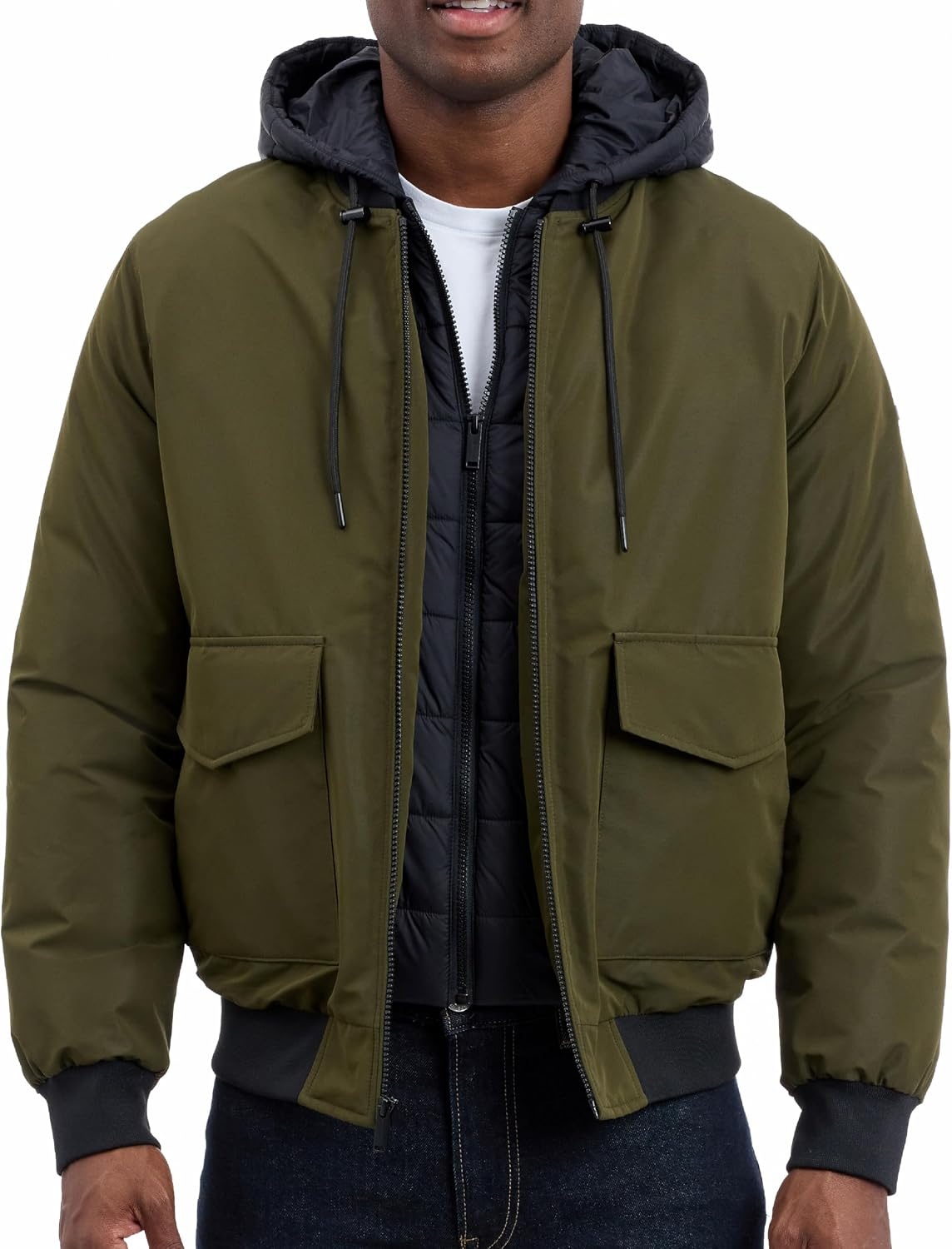 image:imageMichael Kors Mens Puffer Bomber Jacket for Men With Insulating Veststyle Bib Extra Warm Bomber for Cold WeatherOlive