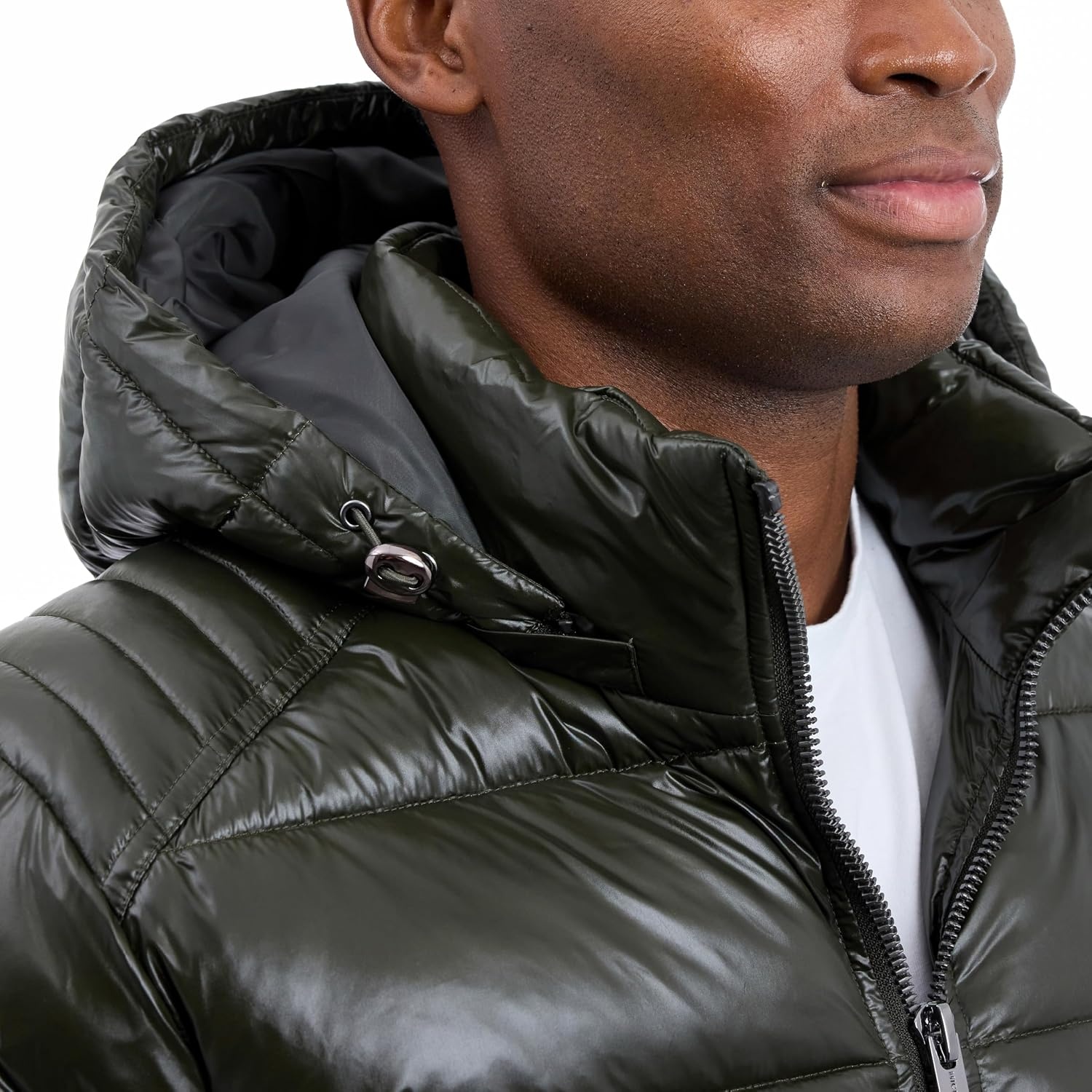 image:imageMichael Kors Mens Shine Hooded Puffer Jacket Heavy Winter Jackets for Men Water ResistantArmy