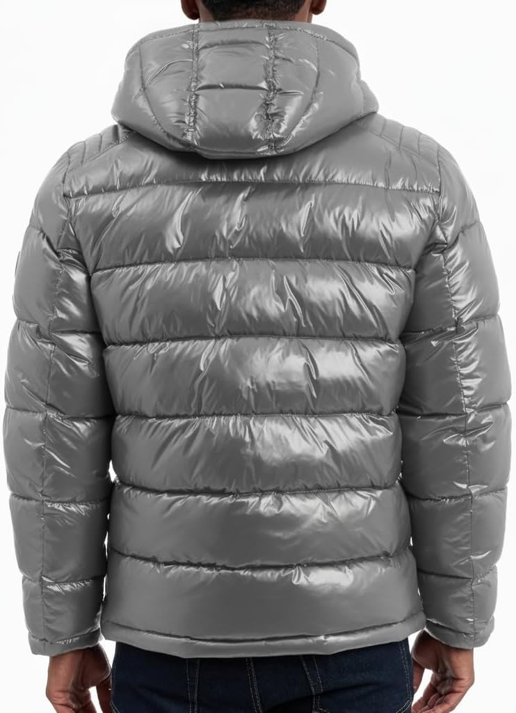 image:imageMichael Kors Mens Shine Hooded Puffer Jacket Heavy Winter Jackets for Men Water ResistantGrey