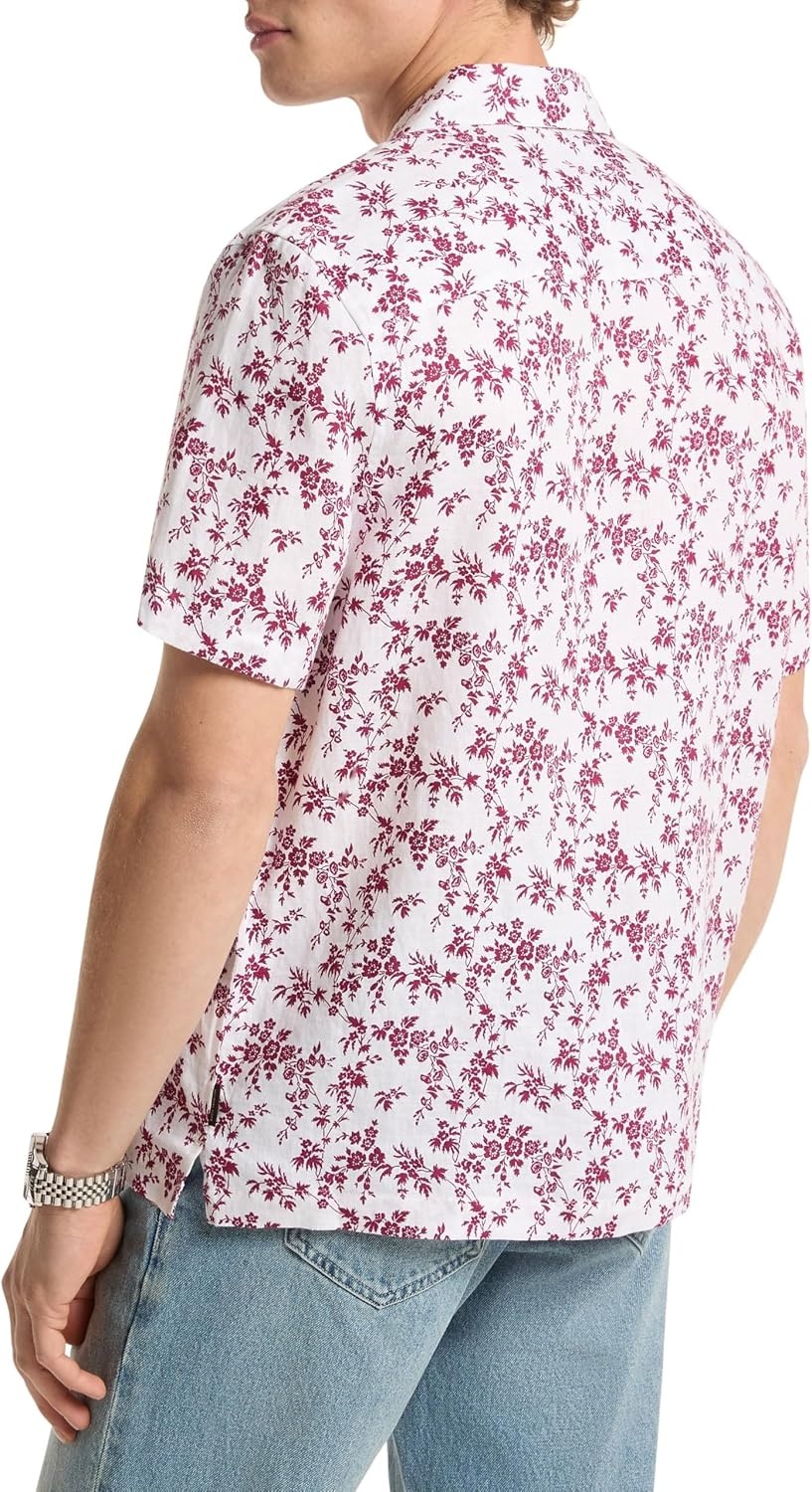 image:imageMichael Kors Mens Short Sleeve Floral Camp ShirtWhite