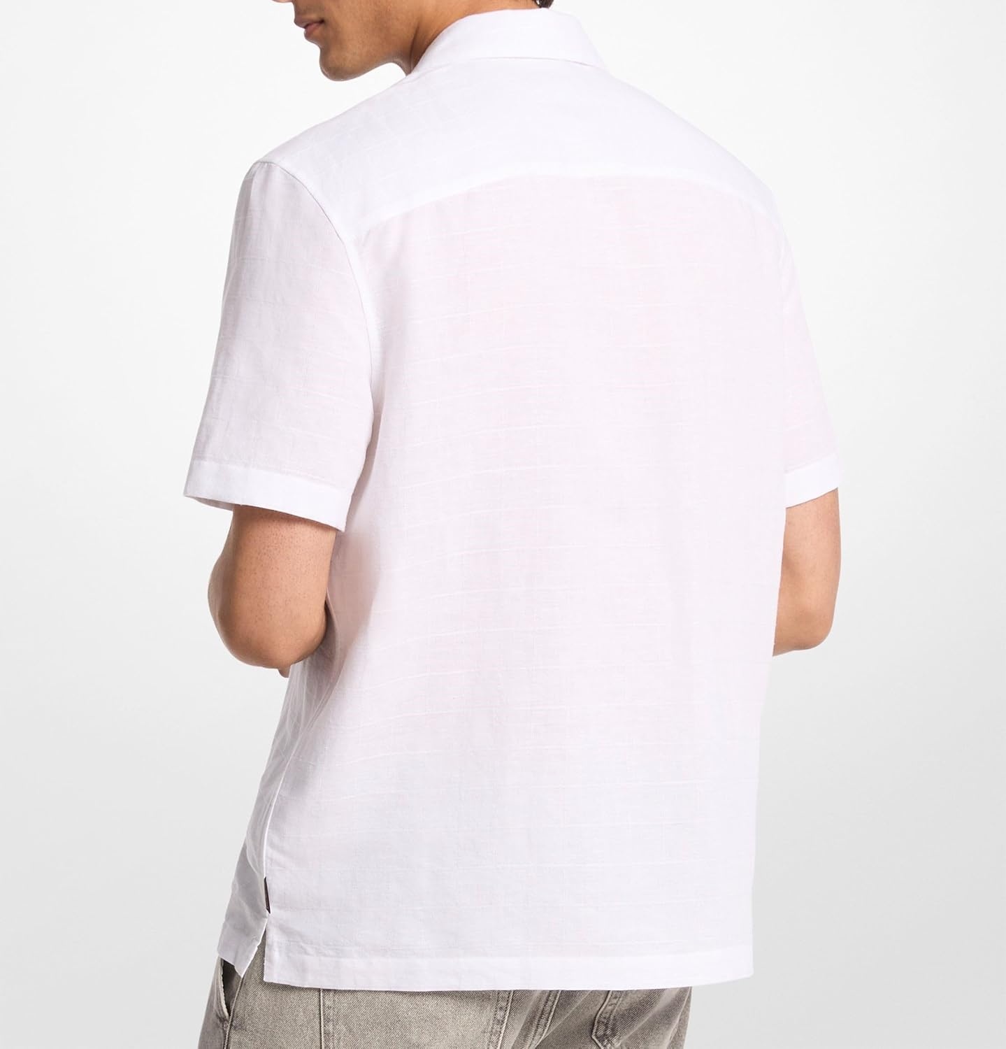 image:imageMichael Kors Mens Short Sleeve Linen Camp ShirtWhite