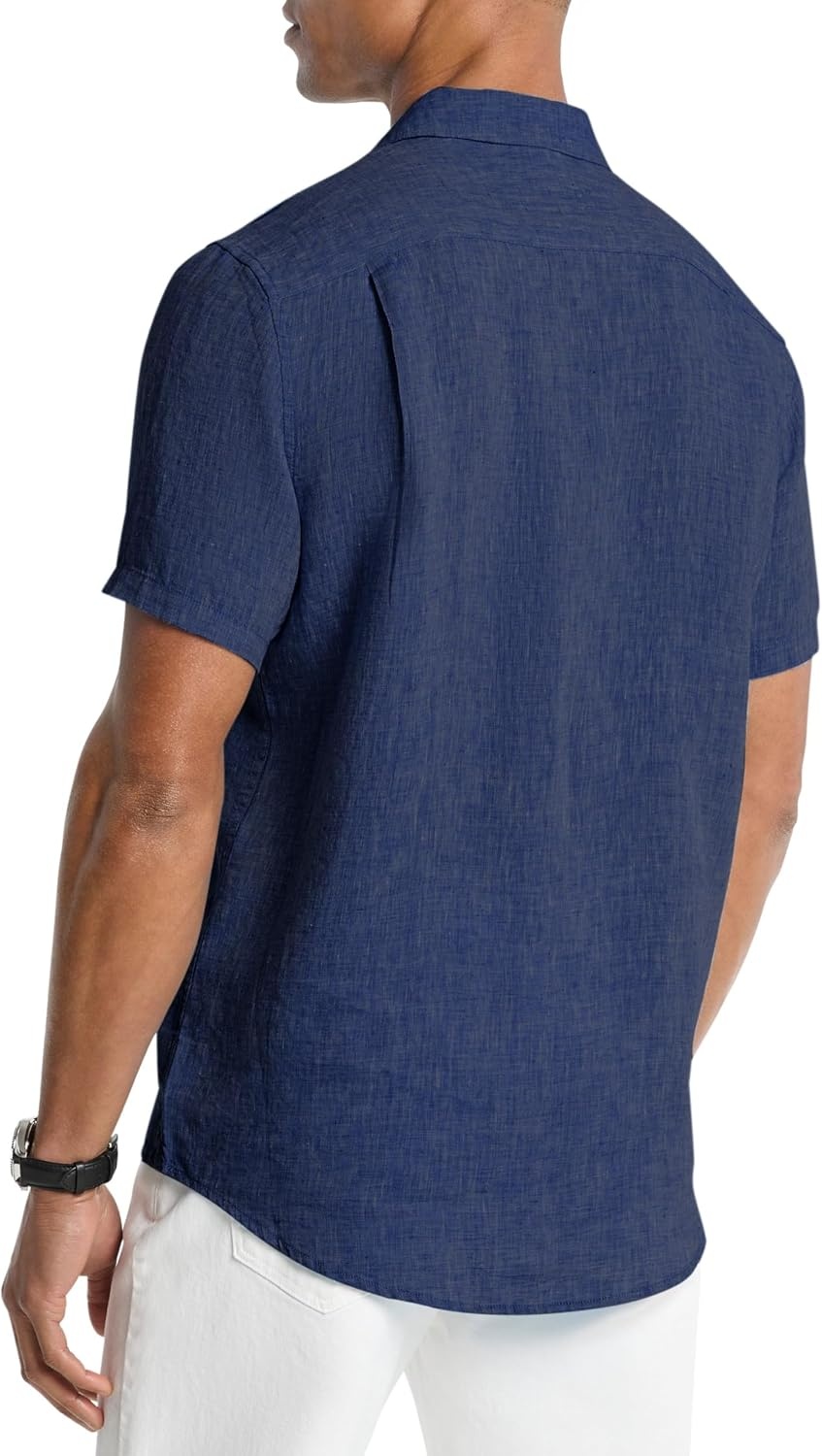 image:imageMichael Kors Mens Short Sleeve Linen Classic FitDark Midnight