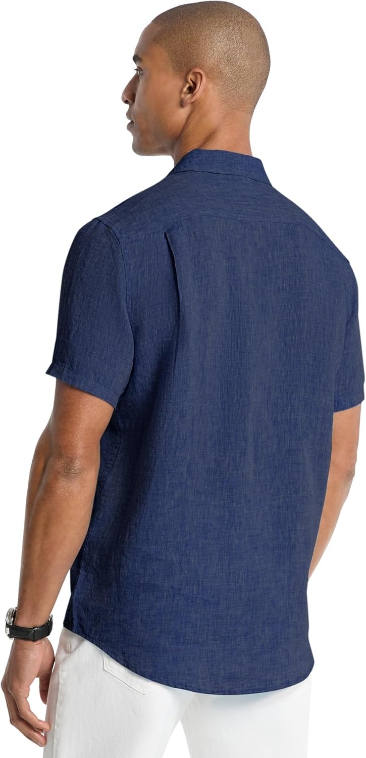 image:imageMichael Kors Mens Short Sleeve Linen Classic FitDark Midnight