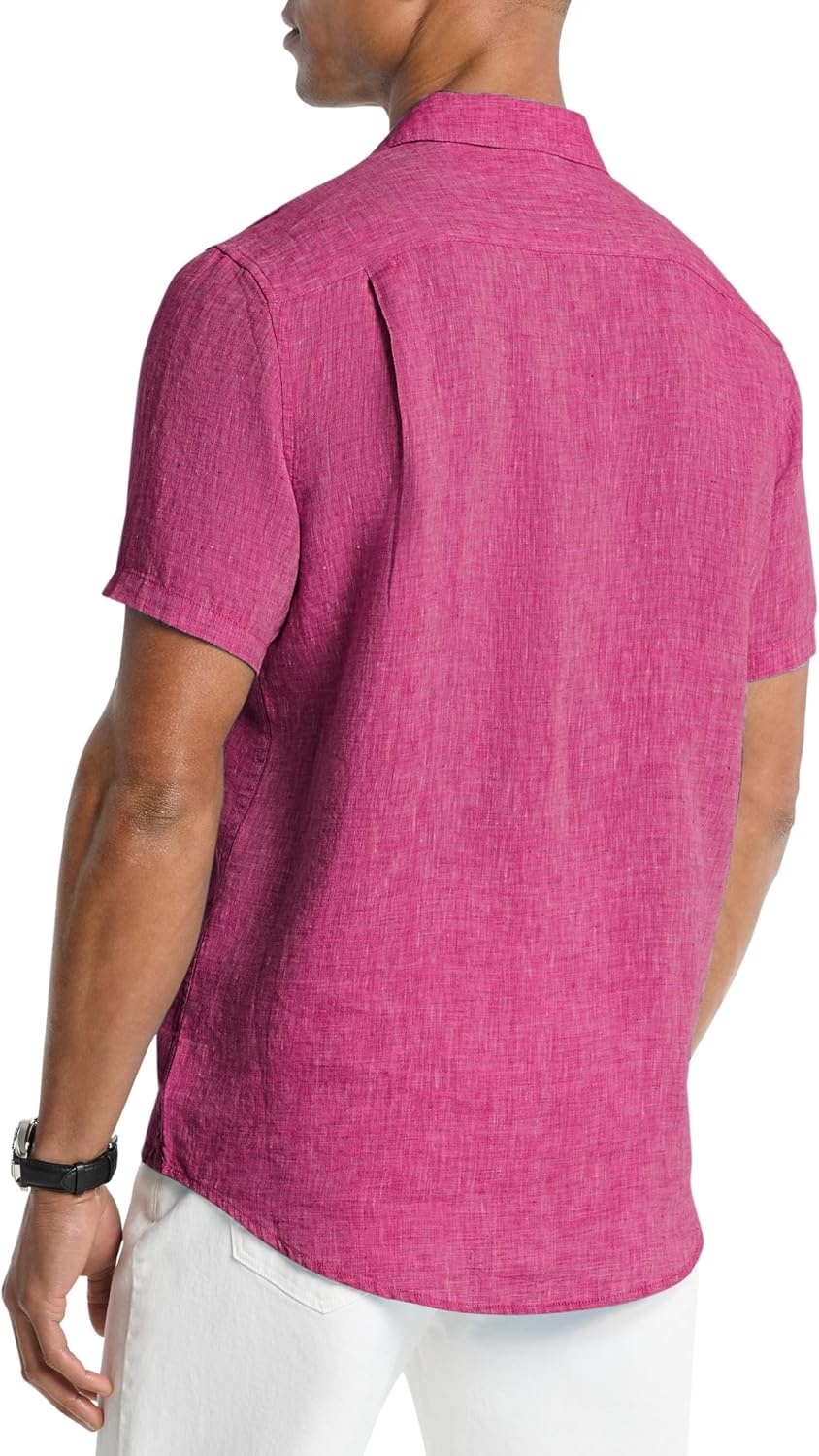 image:imageMichael Kors Mens Short Sleeve Linen Classic FitWineberry