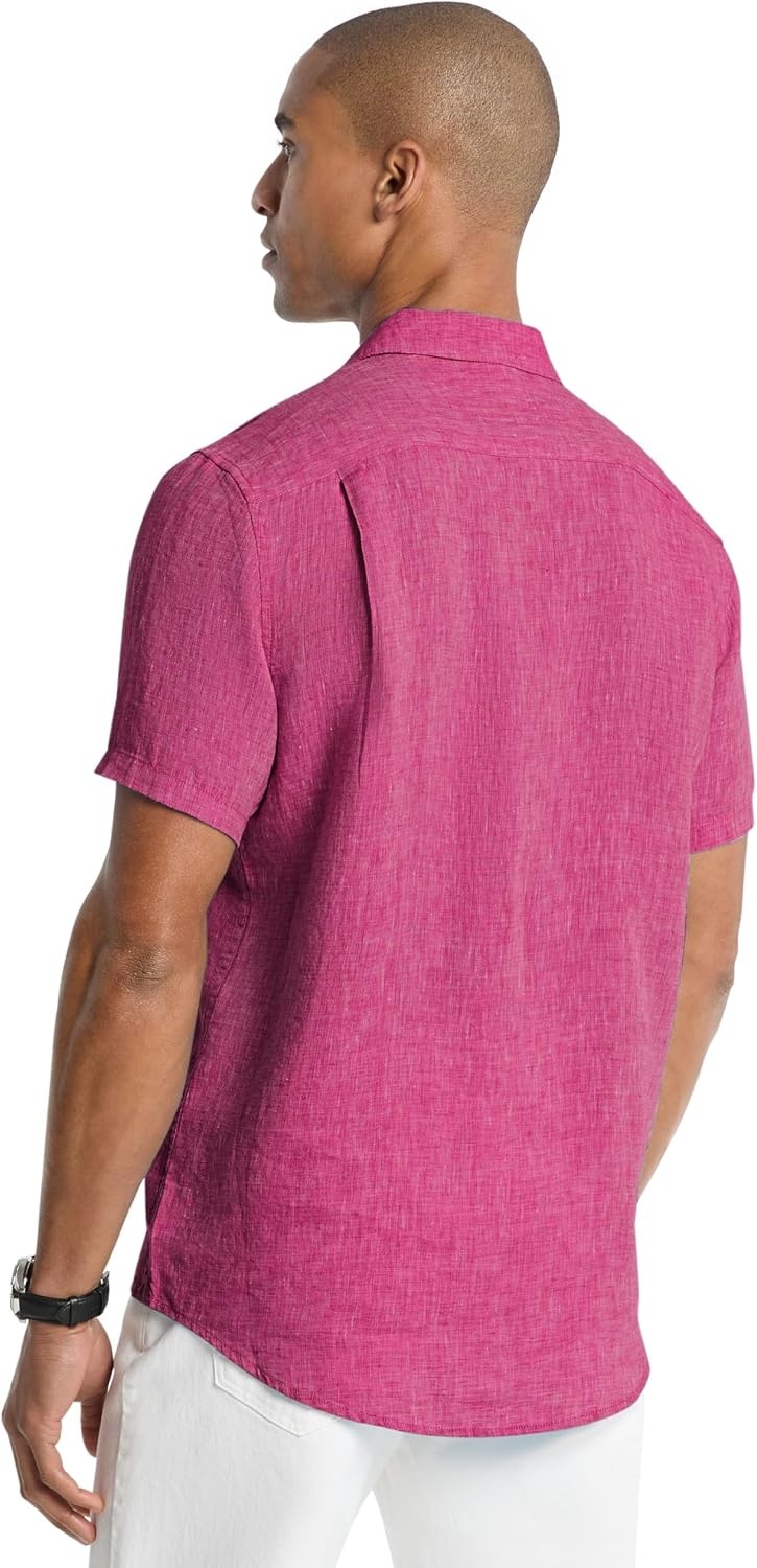 image:imageMichael Kors Mens Short Sleeve Linen Classic FitWineberry