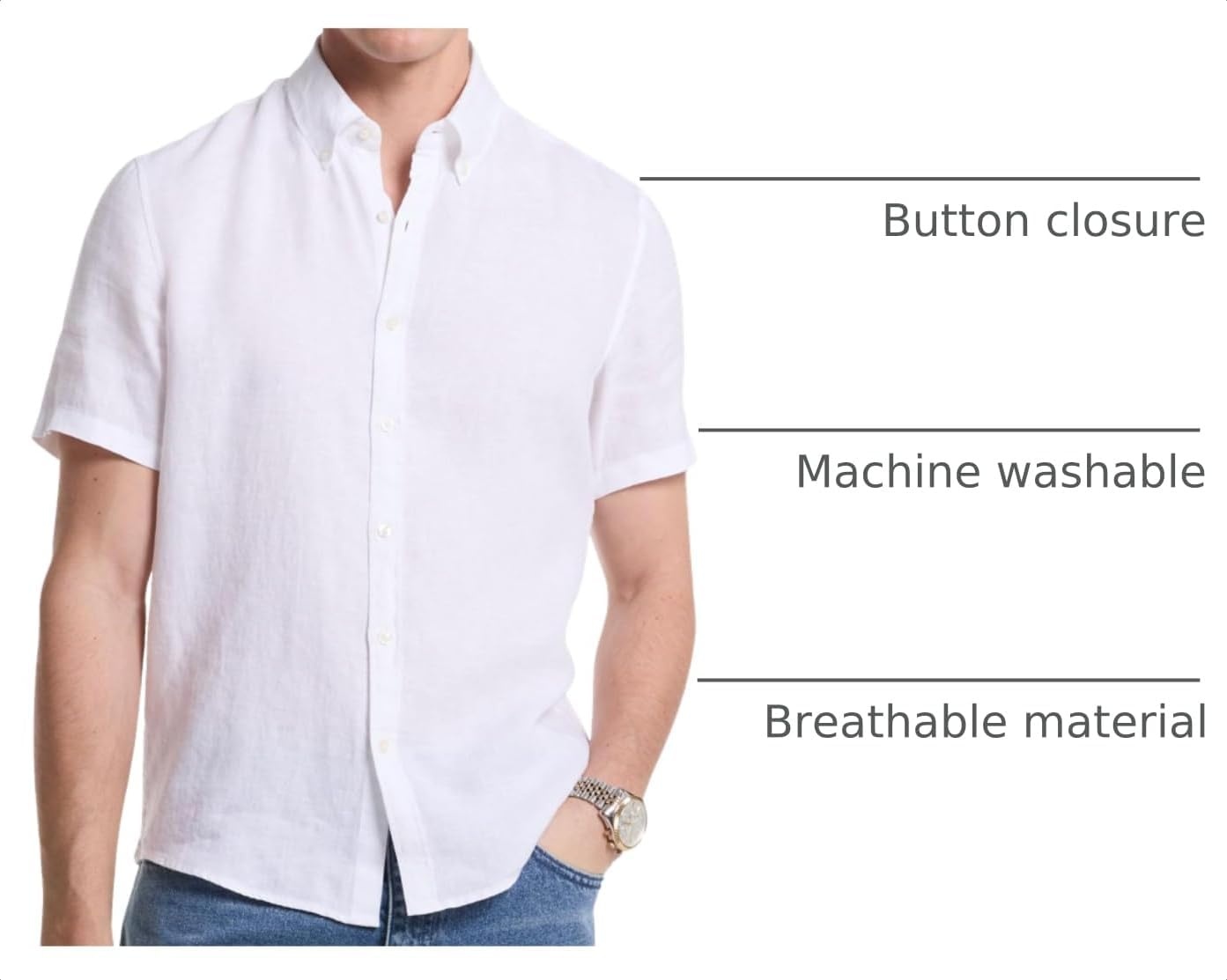 image:imageMichael Kors Mens Short Sleeve Linen ShirtWhite