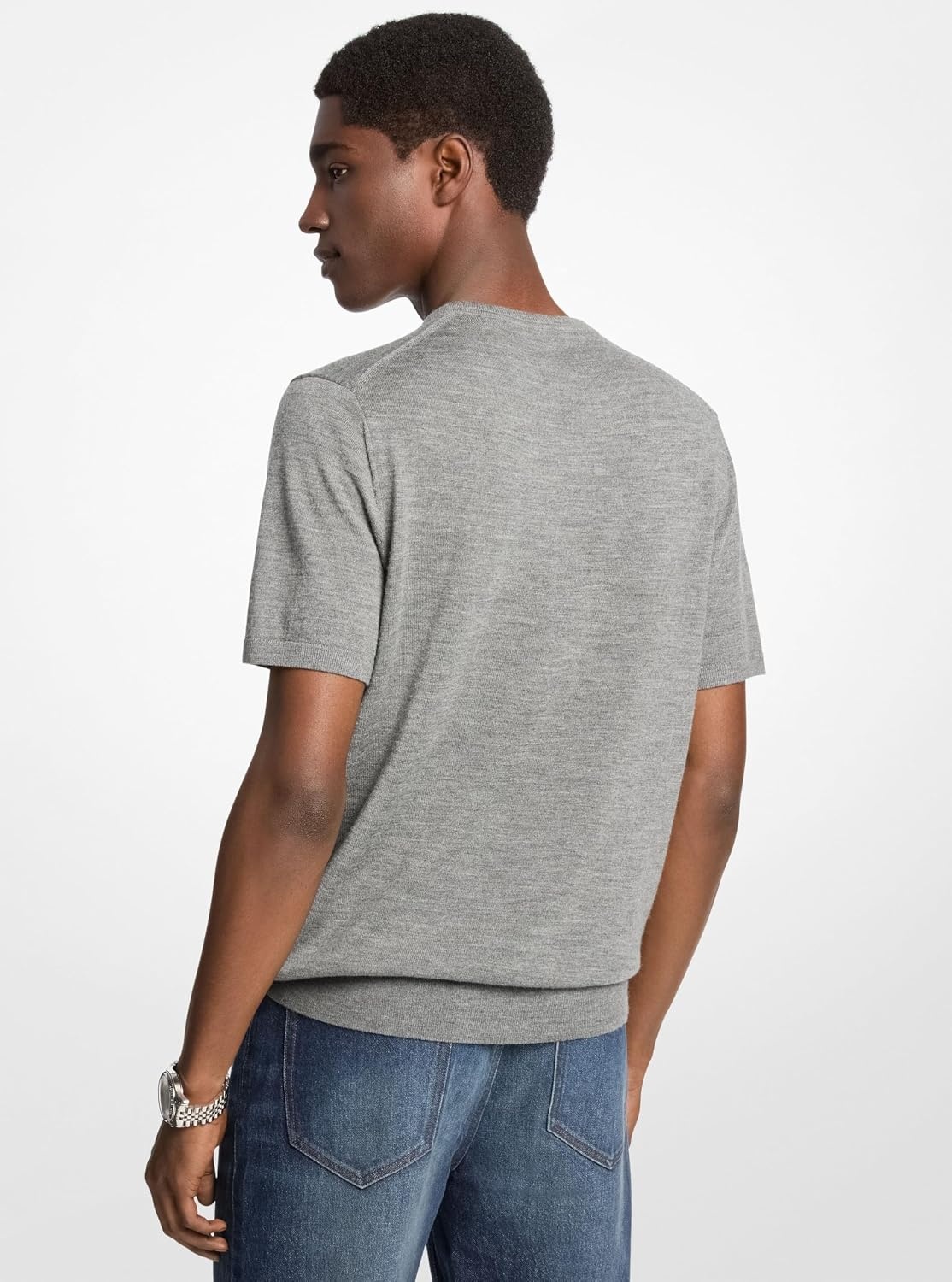image:imageMichael Kors Mens Short Sleeve Merino Crewneck TShirtAsh Melange