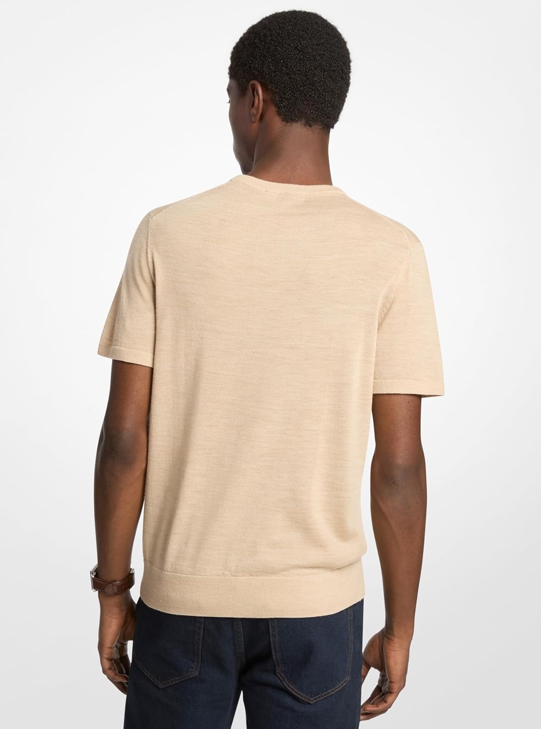 image:imageMichael Kors Mens Short Sleeve Merino Crewneck TShirtKhaki Melange