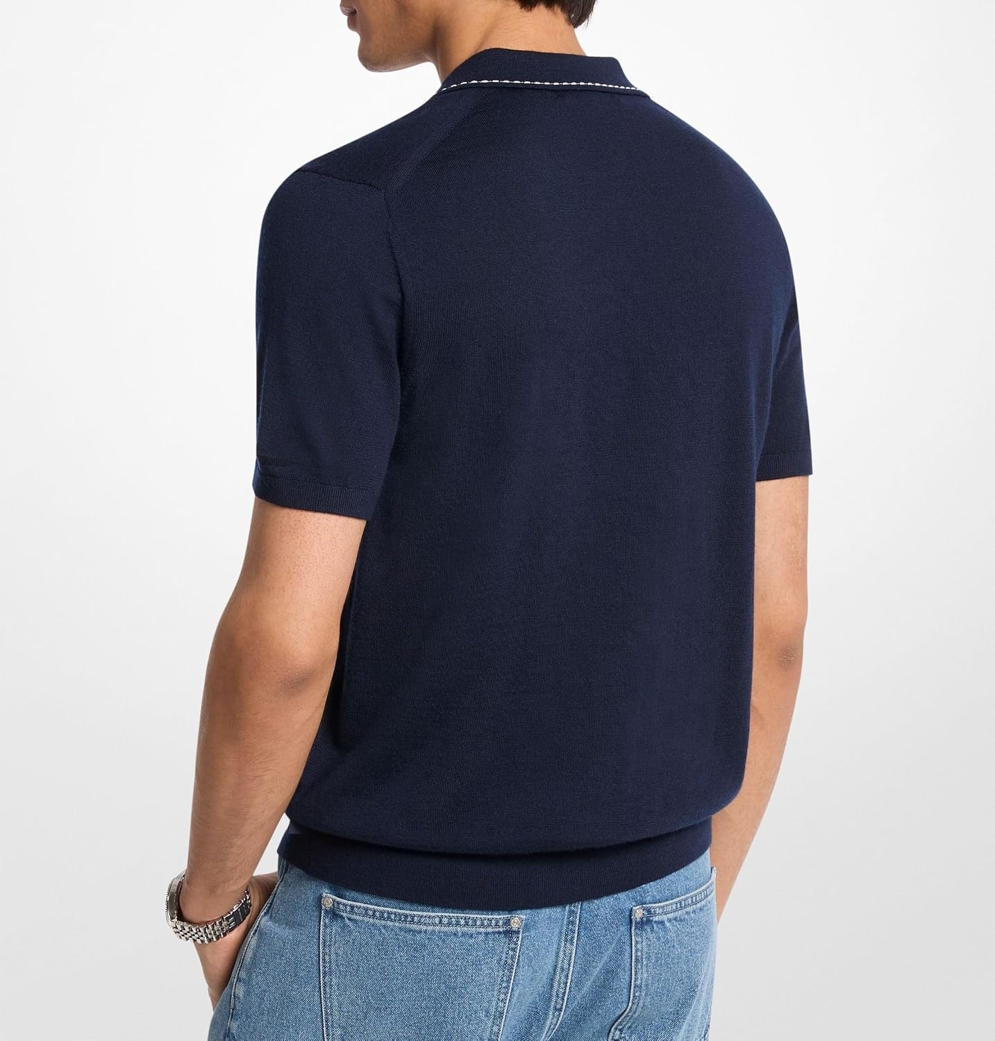image:imageMichael Kors Mens Short Sleeve Pick Stitch Merino PoloMidnight