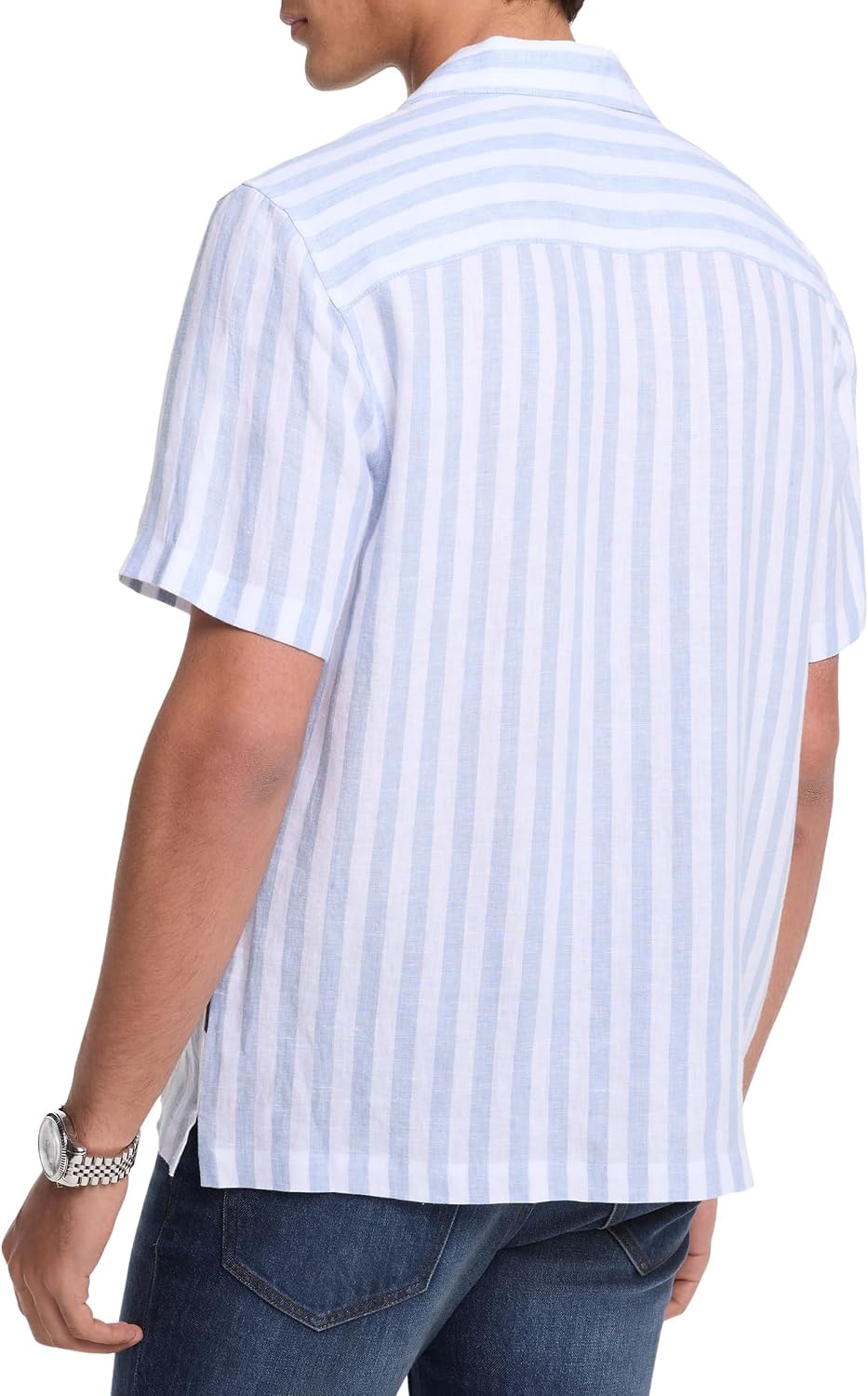 image:imageMichael Kors Mens Short Sleeve Relaxed Fit Linen ShirtChambray