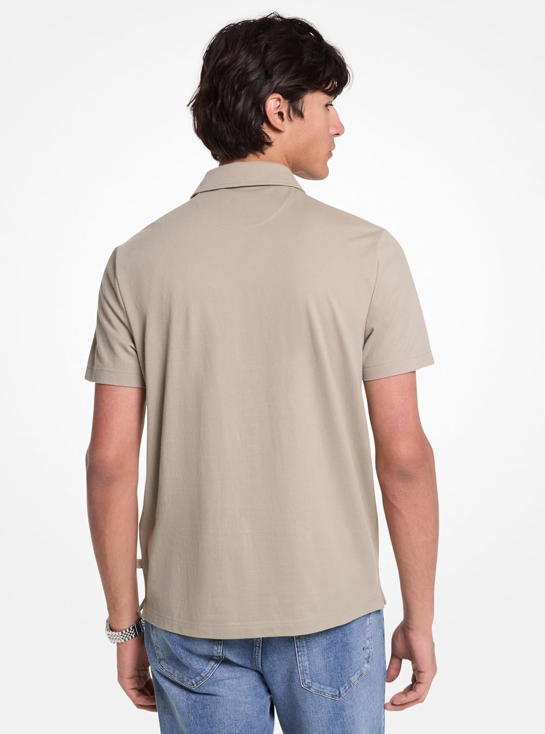 image:imageMichael Kors Mens Sleek Pique Short Sleeve Zip PoloDusty Sage