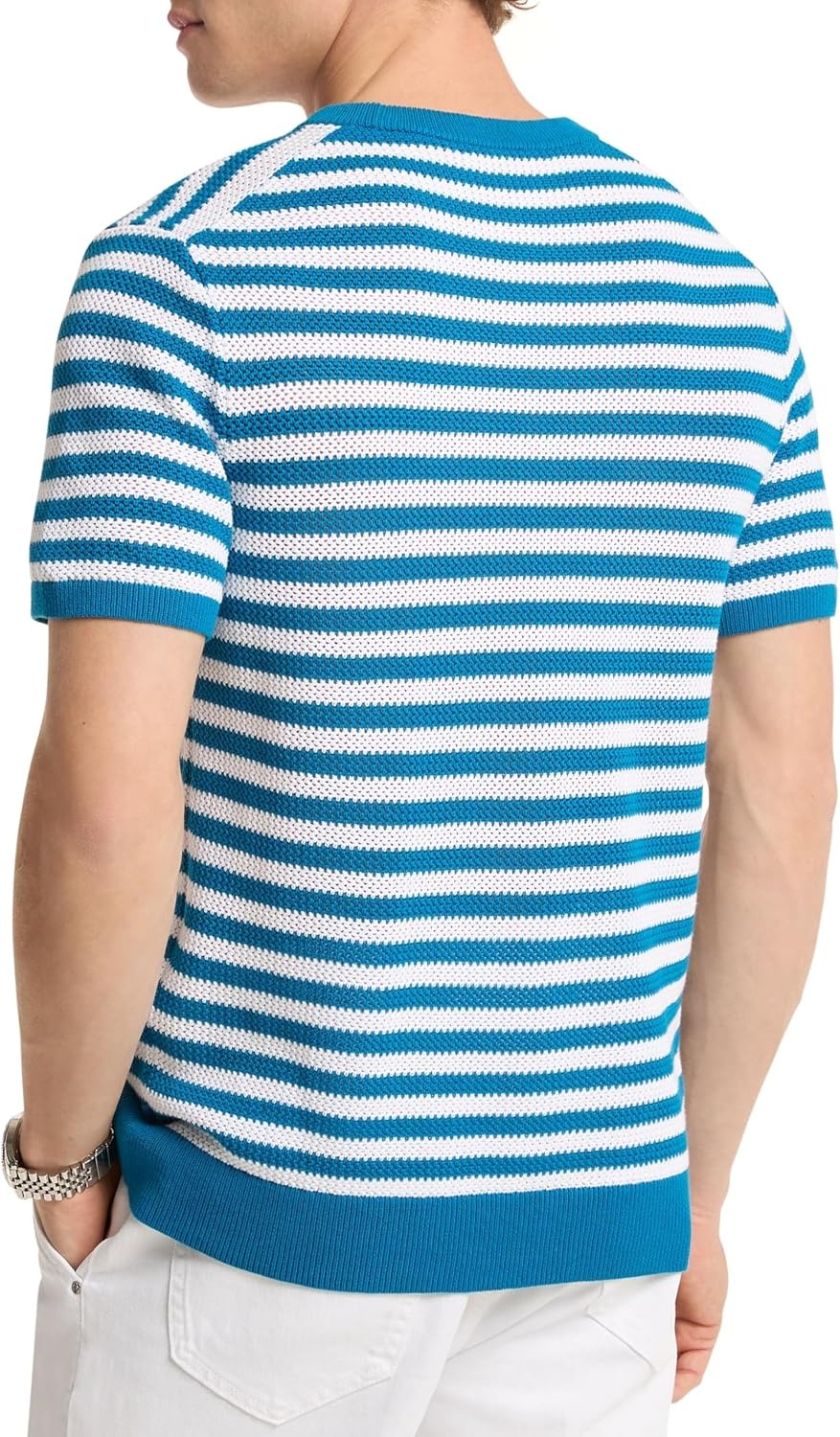 image:imageMichael Kors Mens Slim Mesh Stripe TeeTurquoise